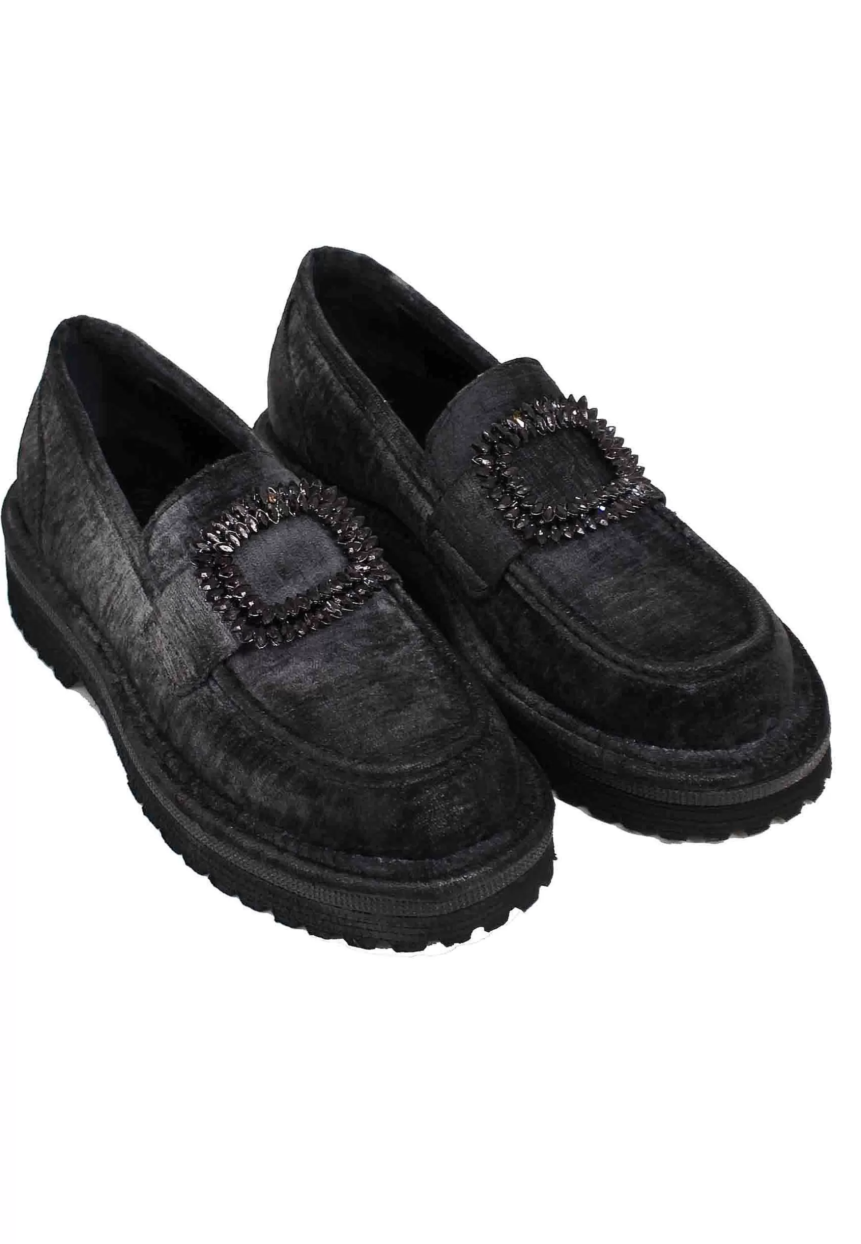 Mocassini Donna In Velluto Nero Con Fibbia E Suola Alta In Gomma*Zoe Outlet