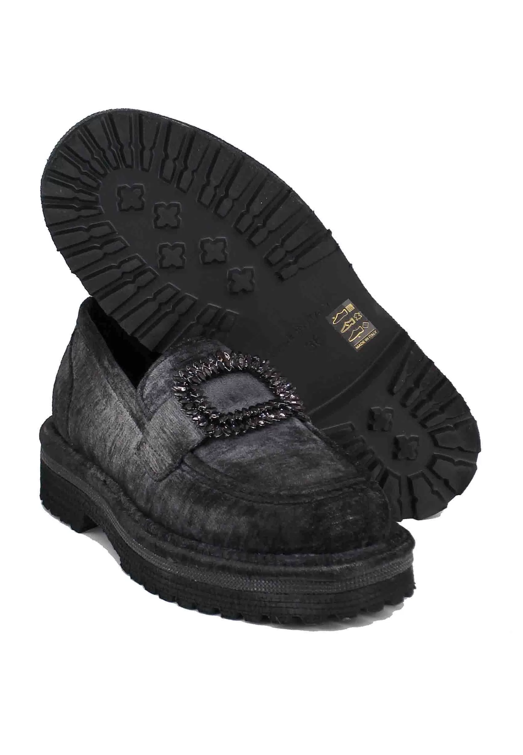 Mocassini Donna In Velluto Nero Con Fibbia E Suola Alta In Gomma*Zoe Outlet