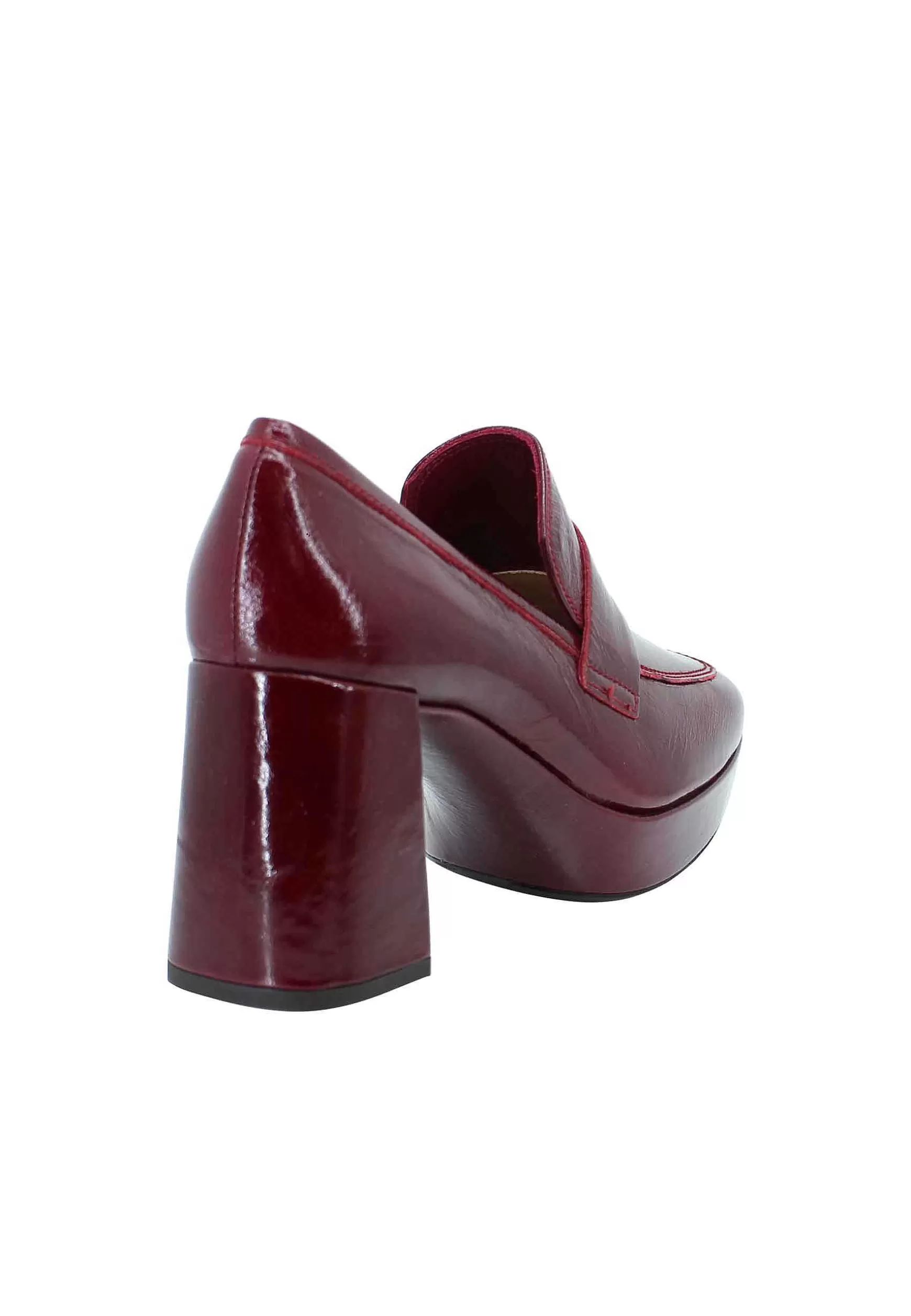 Mocassini Donna In Vernice Bordeaux Con Tacco Alto E Plateau*Unisa Store