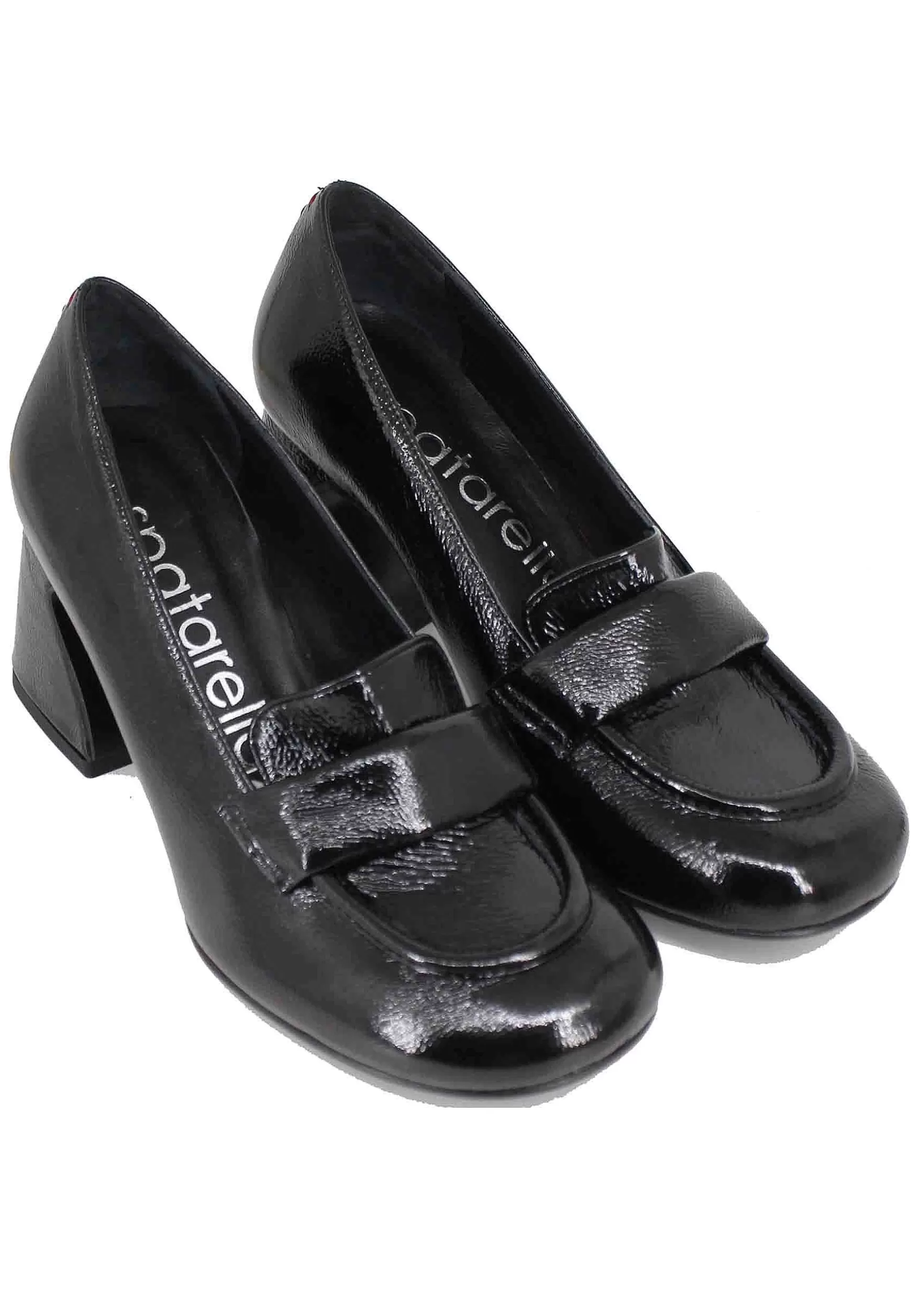 Mocassini Donna In Vernice Nera Con Tacco Alto E Punta Tonda** Best