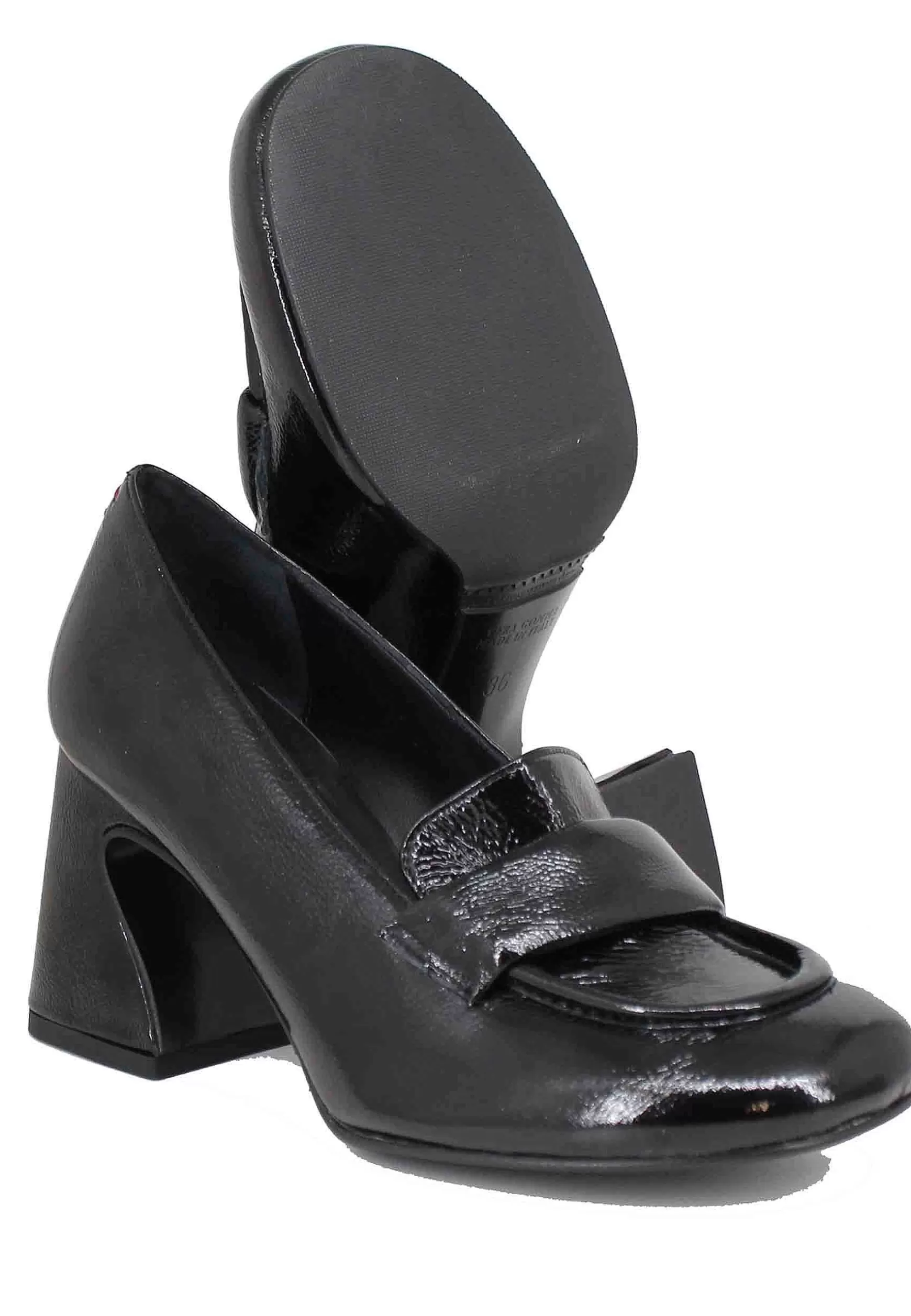 Mocassini Donna In Vernice Nera Con Tacco Alto E Punta Tonda** Best