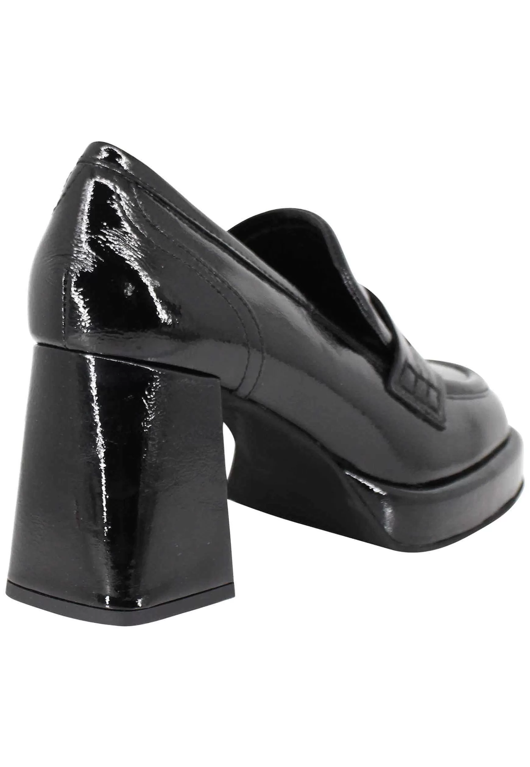 Mocassini Donna In Vernice Nera Con Tacco Alto Plateau E Punta Quadra** Discount
