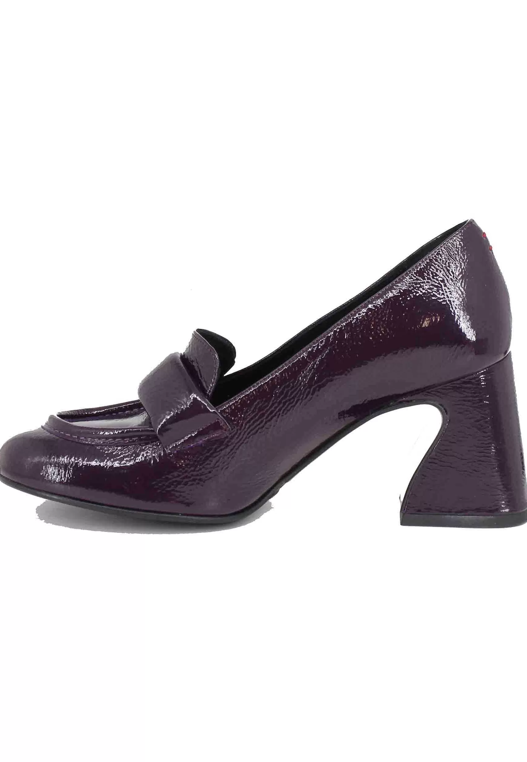 Mocassini Donna In Vernice Viola Con Tacco Alto E Punta Tonda** Best Sale