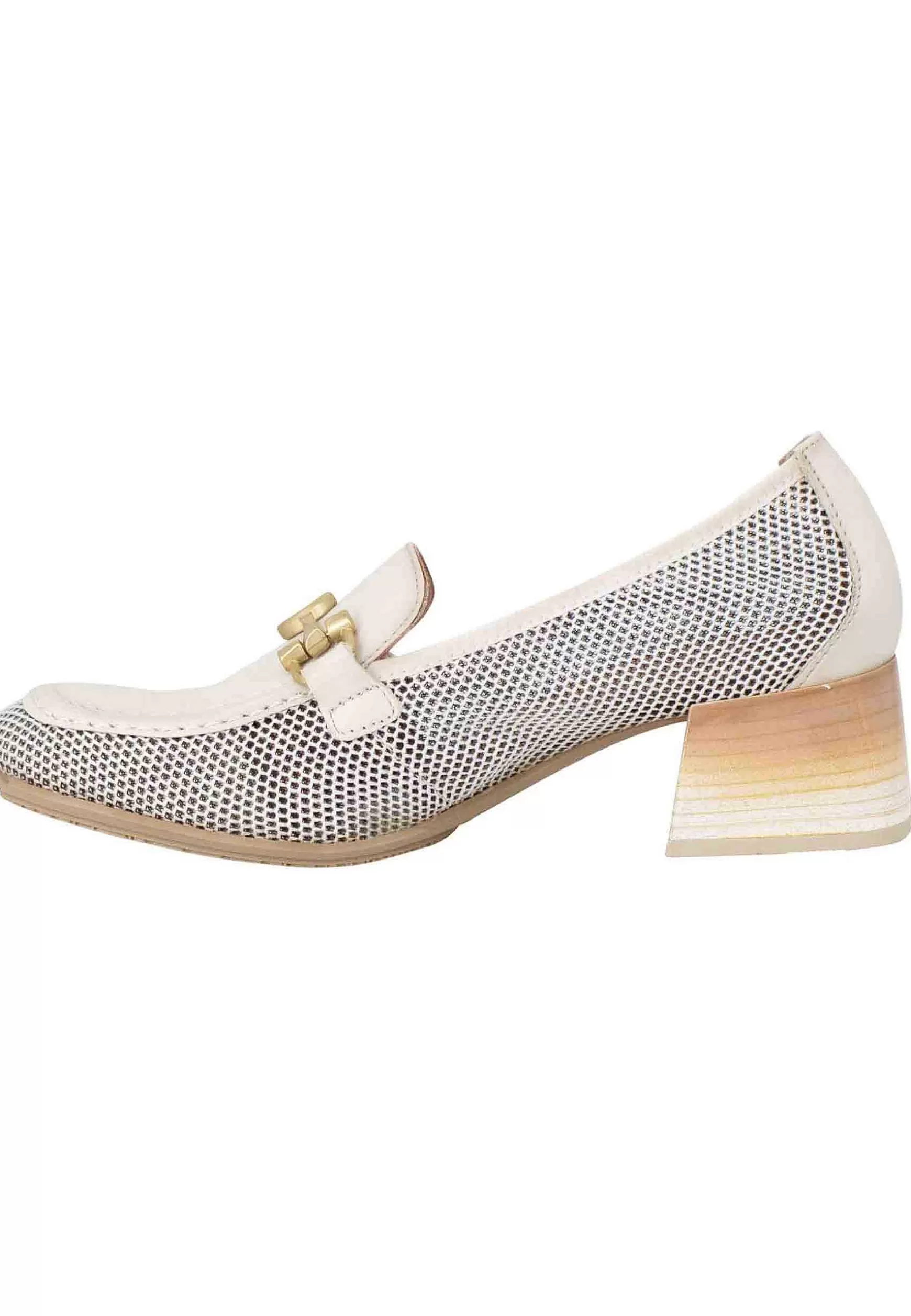 Mocassini Etna Donna In Pelle Panna E Tessuto Forato In Tinta Con Morsetto In Oro*Hispanitas Outlet