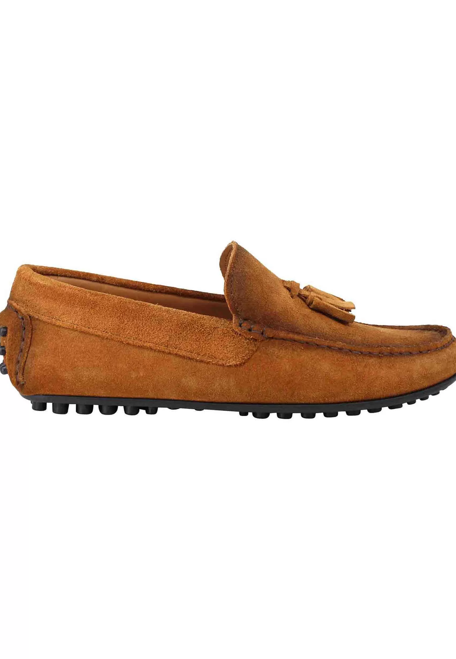 Mocassini Uomo In Camoscio Ingrassato Cuoio Con Suola In Gomma** Discount