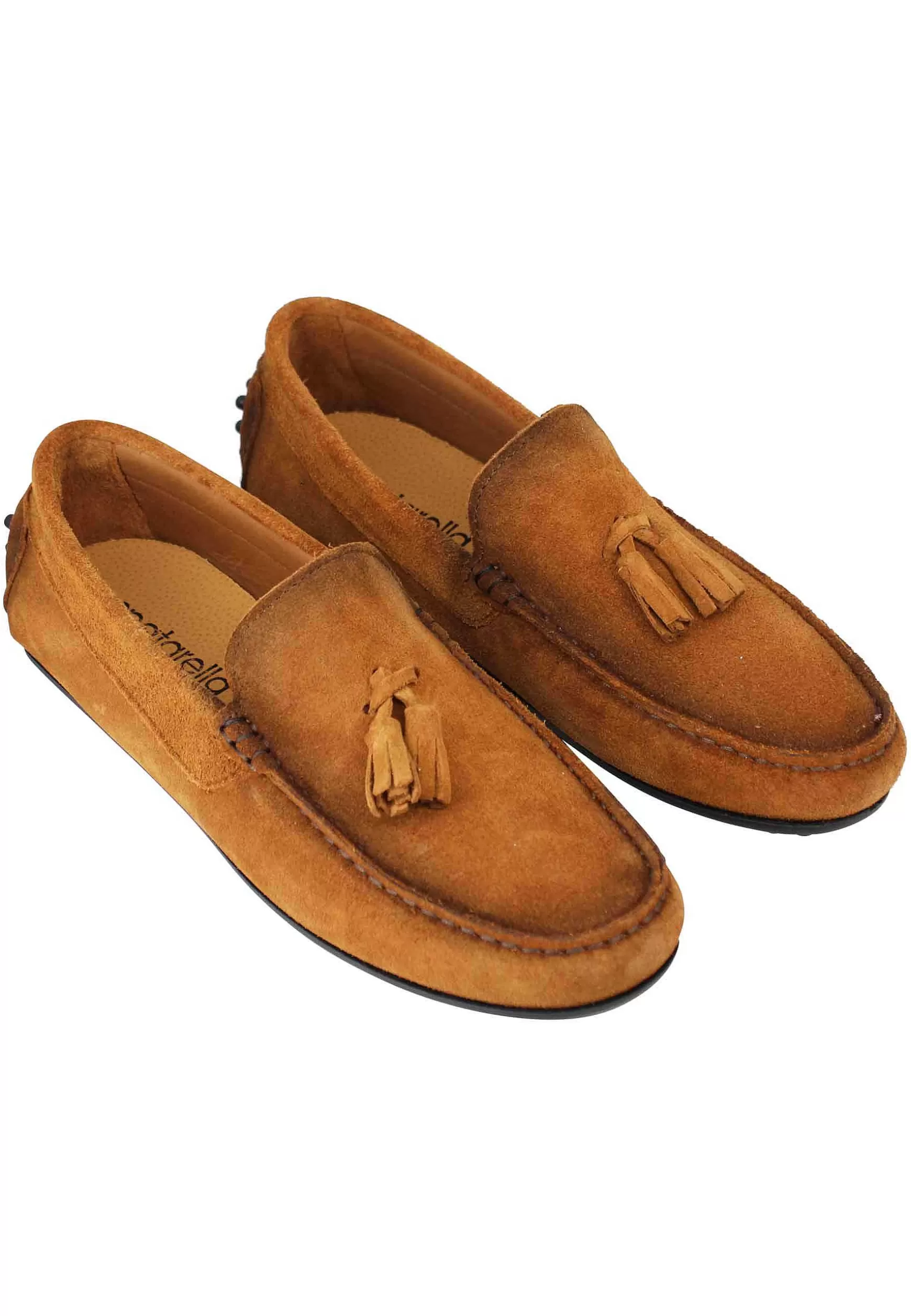 Mocassini Uomo In Camoscio Ingrassato Cuoio Con Suola In Gomma** Discount