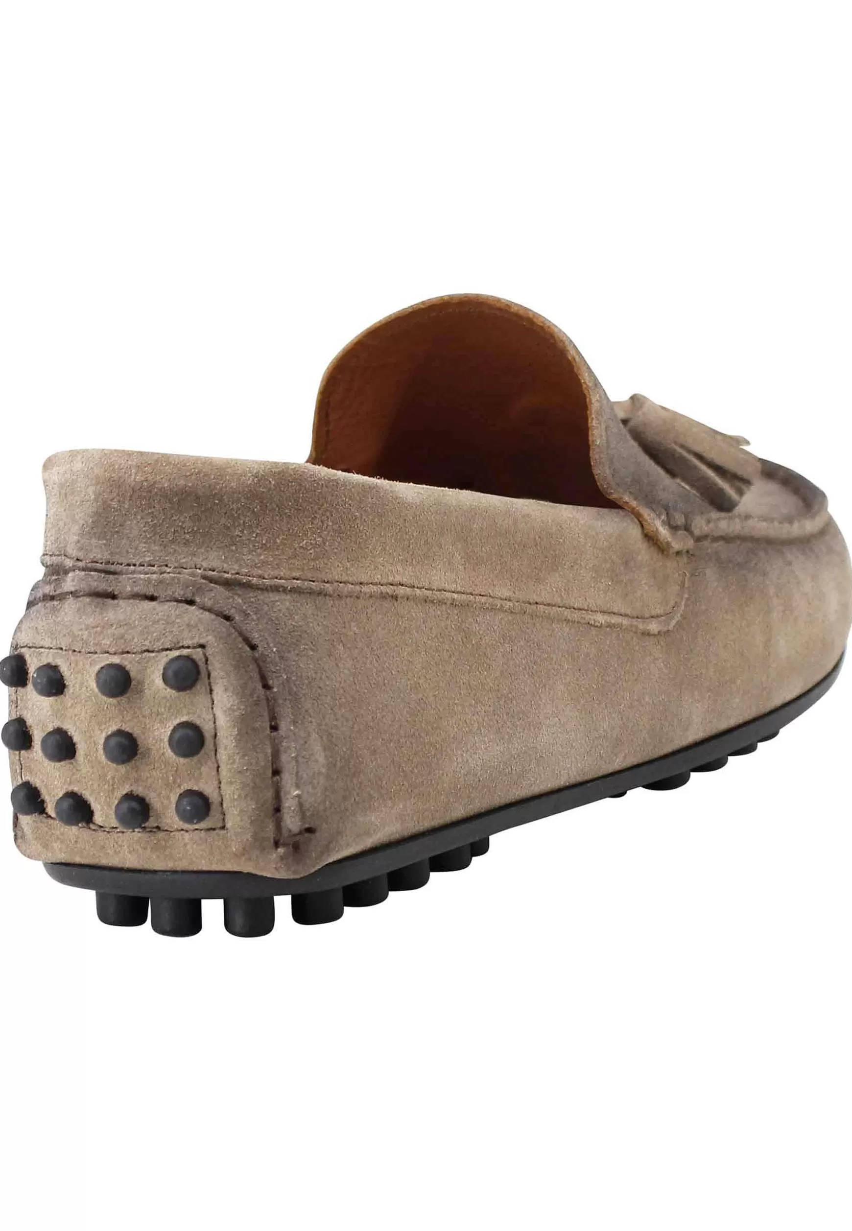 Mocassini Uomo In Camoscio Ingrassato Grigio Con Suola In Gomma** Sale