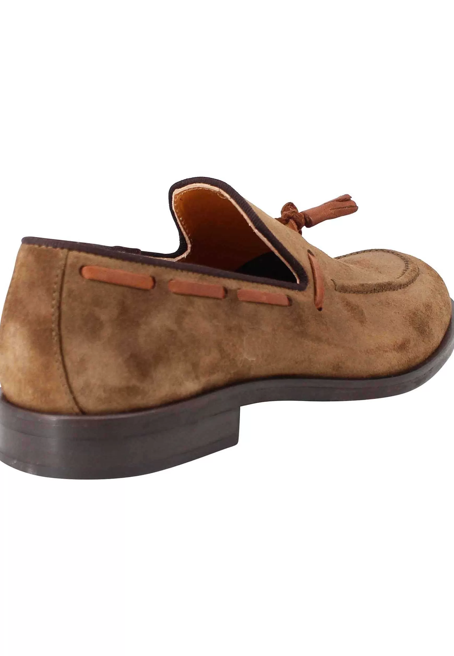 Mocassini Uomo In Camoscio Marrone Con Nappine In Pelle E Suola In Gomma** Discount