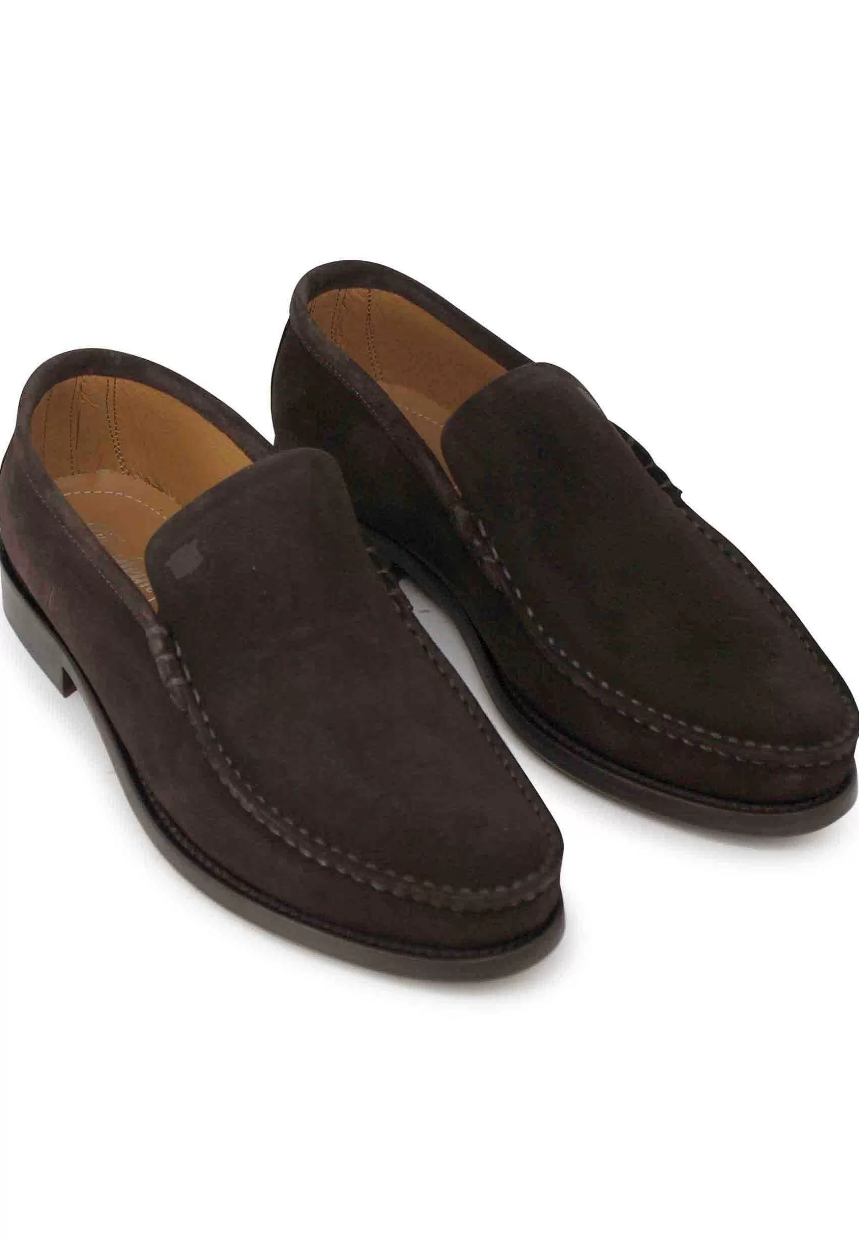Mocassini Uomo In Camoscio Marrone Con Patta Liscia E Suola In Cuoio Cucita*Florsheim Cheap