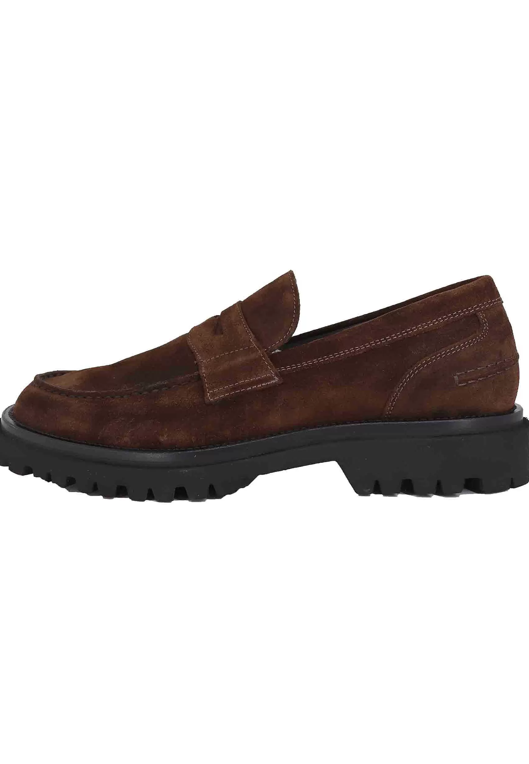 Mocassini Uomo In Camoscio Testa Di Moro Con Suola Carrarmato*Antica Cuoieria Best Sale