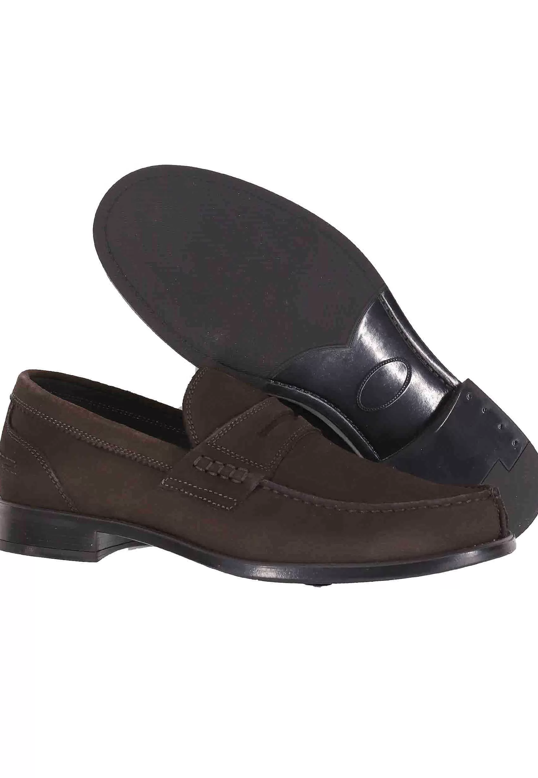 Mocassini Uomo In Camoscio Testa Di Moro Con Suola In Gomma*Antica Cuoieria Flash Sale