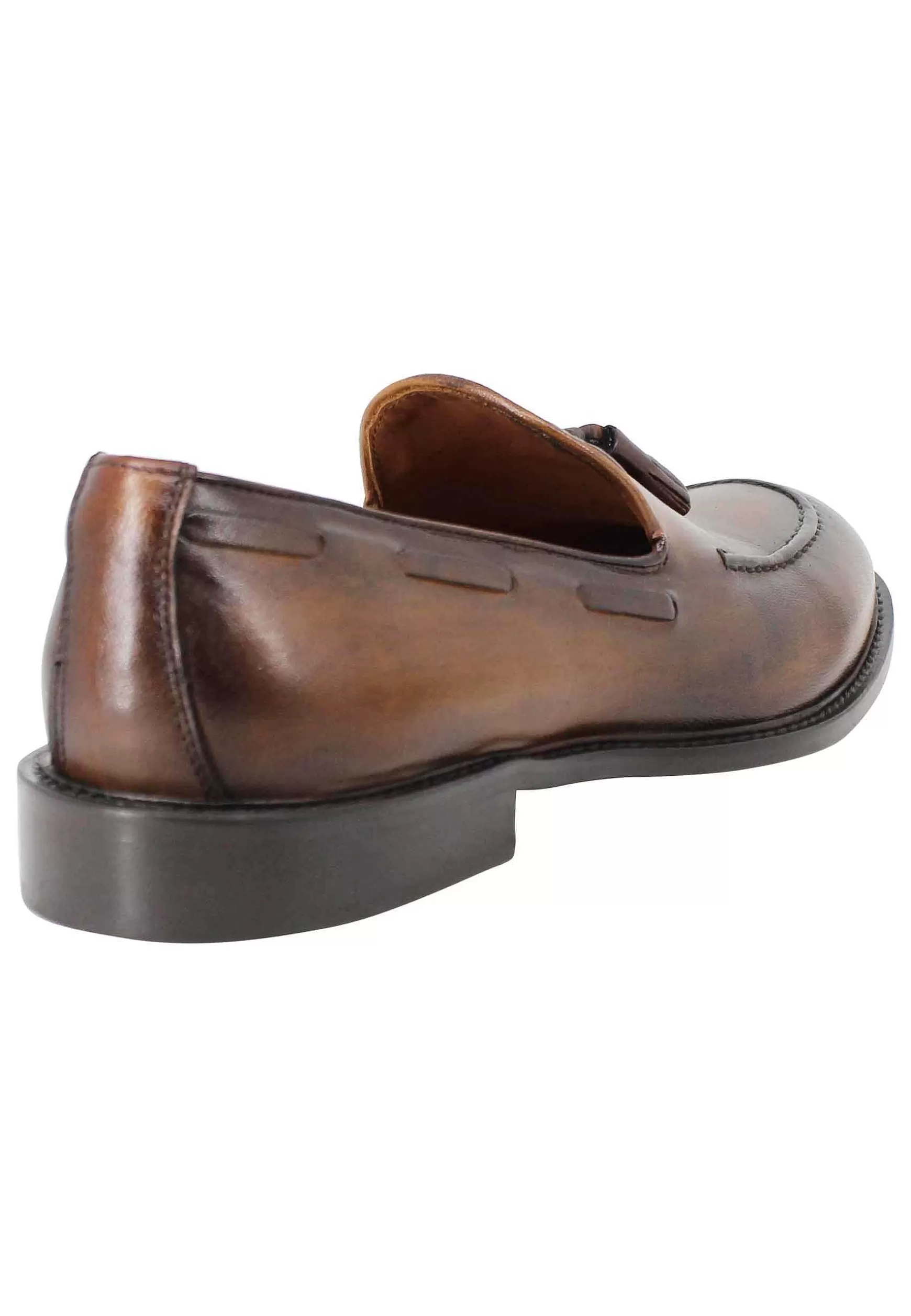Mocassini Uomo In Pelle Cuoio Con Nappine E Suola In Cuoio** Discount