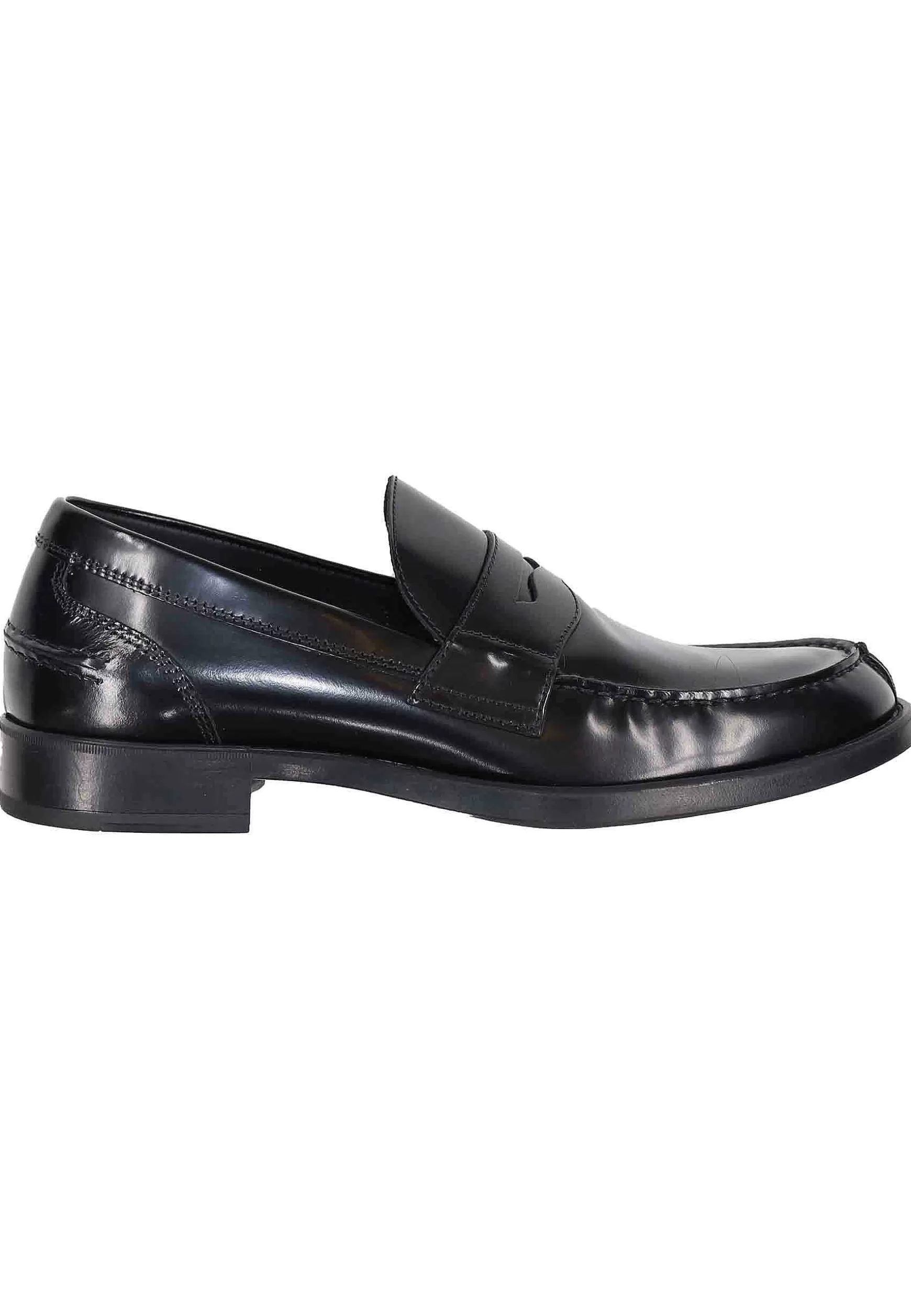 Mocassini Uomo In Pelle Lucida Nera Con Suola In Gomma Leggera*Antica Cuoieria Store