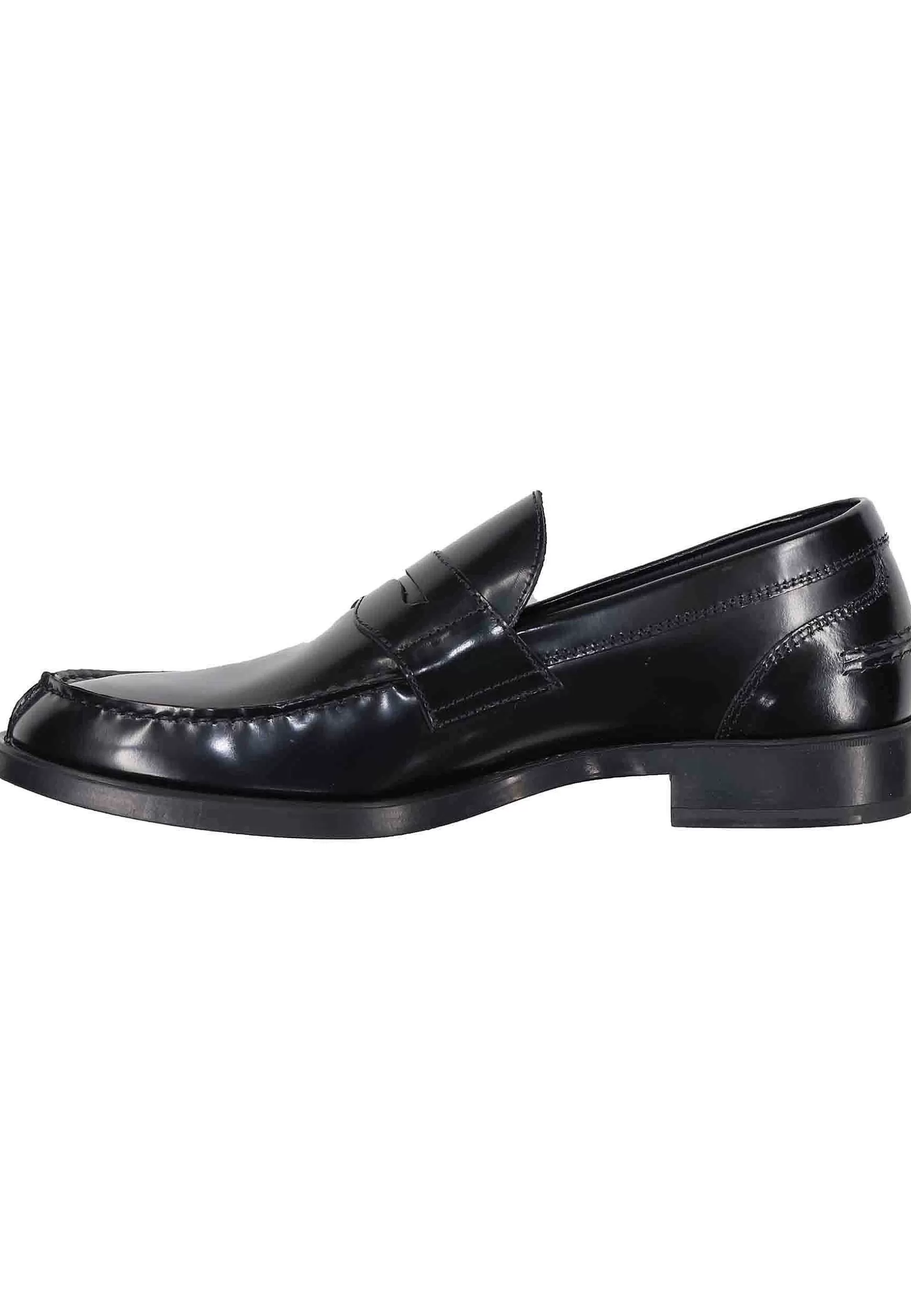 Mocassini Uomo In Pelle Lucida Nera Con Suola In Gomma Leggera*Antica Cuoieria Store