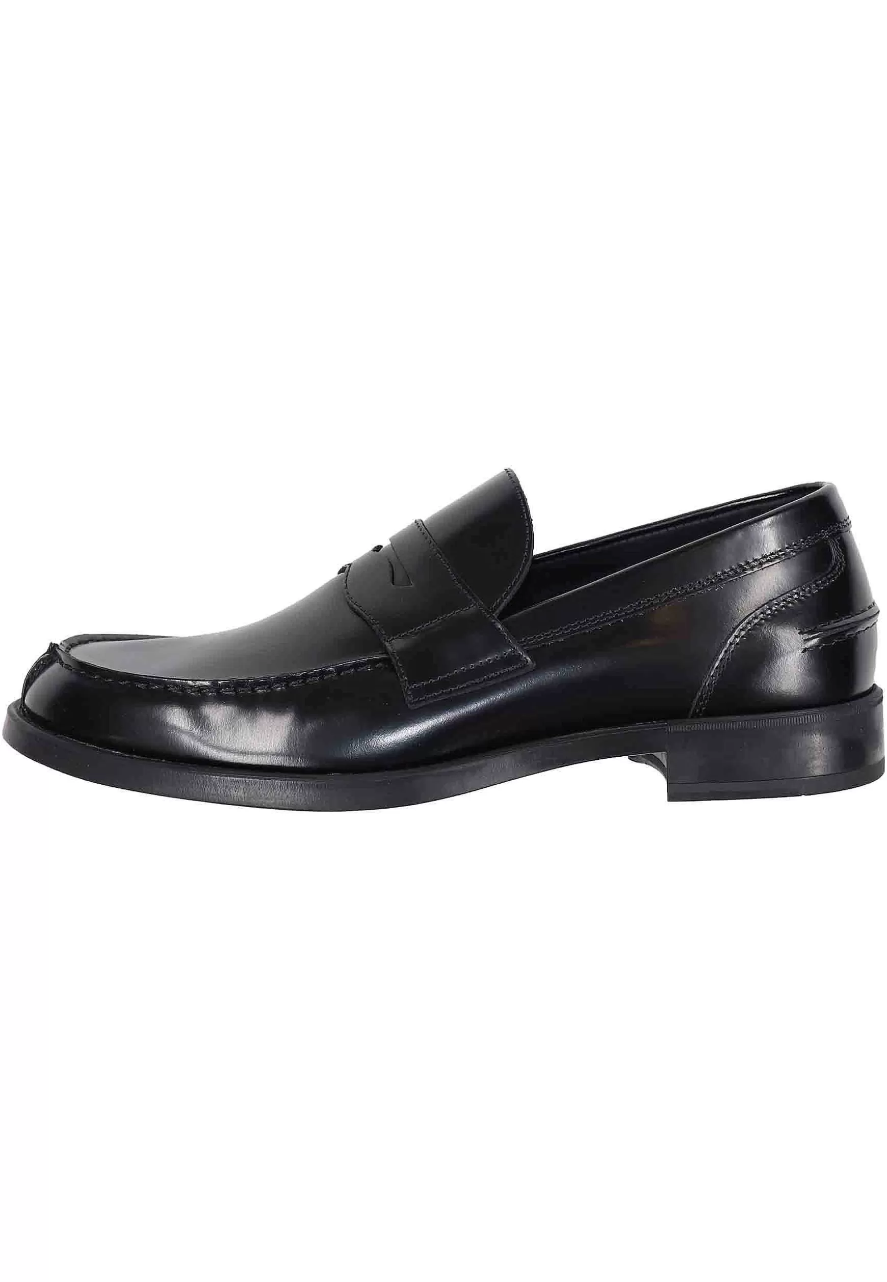 Mocassini Uomo In Pelle Lucida Nera Con Suola In Gomma Leggera*Antica Cuoieria Store