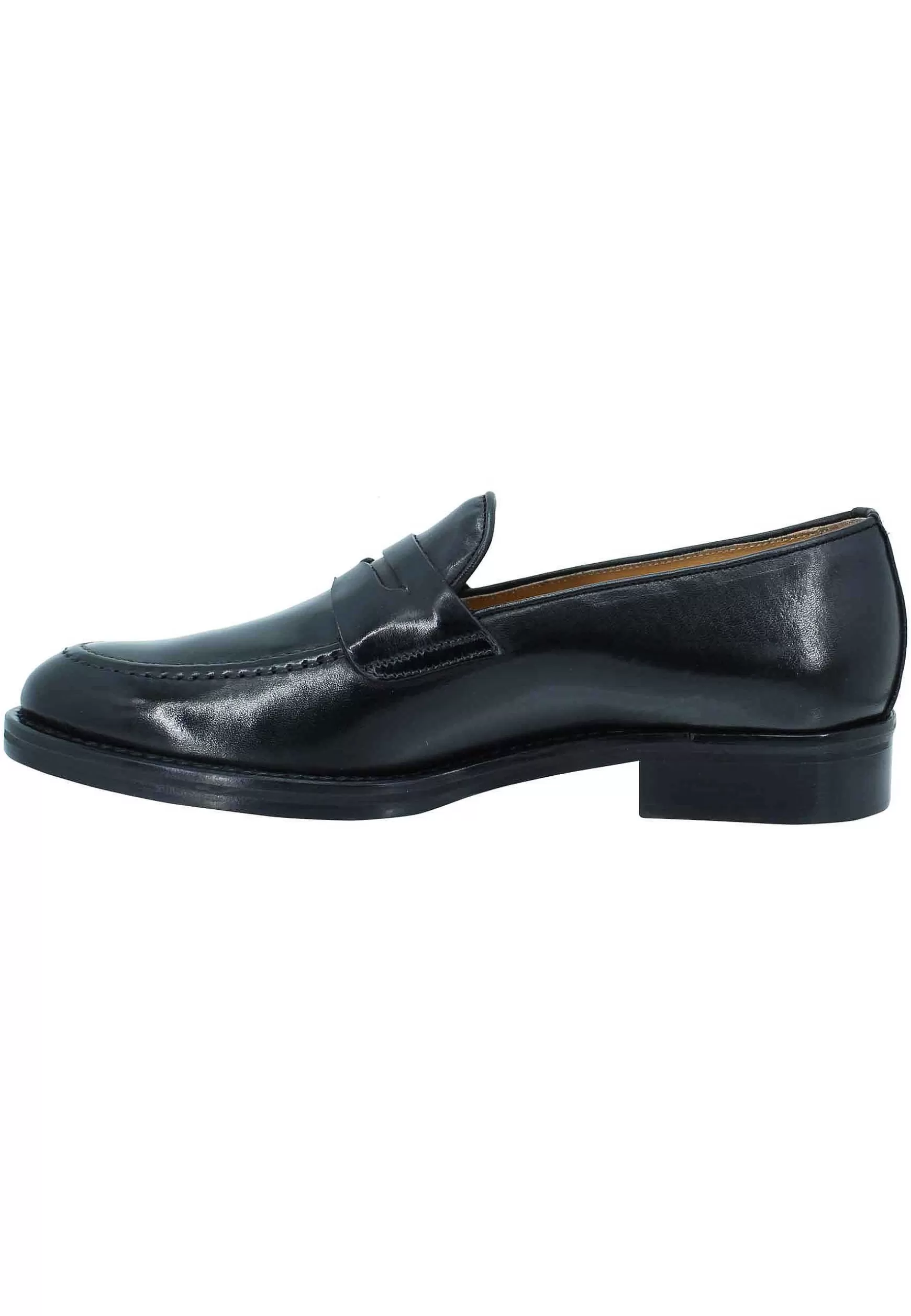 Mocassini Uomo In Pelle Nera Con Punta Affusolata E Suola In Cuoio** Store