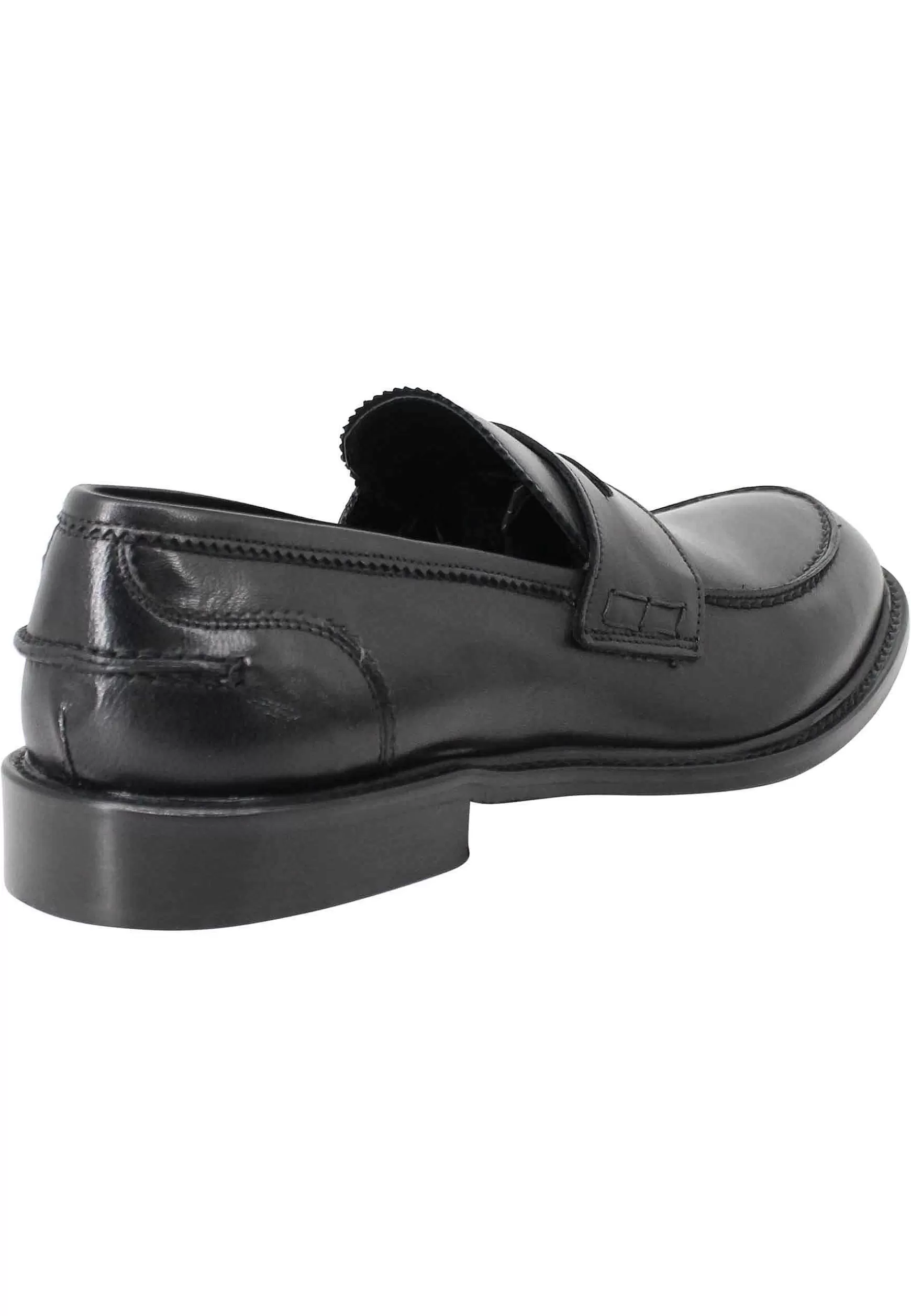 Mocassini Uomo In Pelle Nera Con Suola In Cuoio Cucita** Store