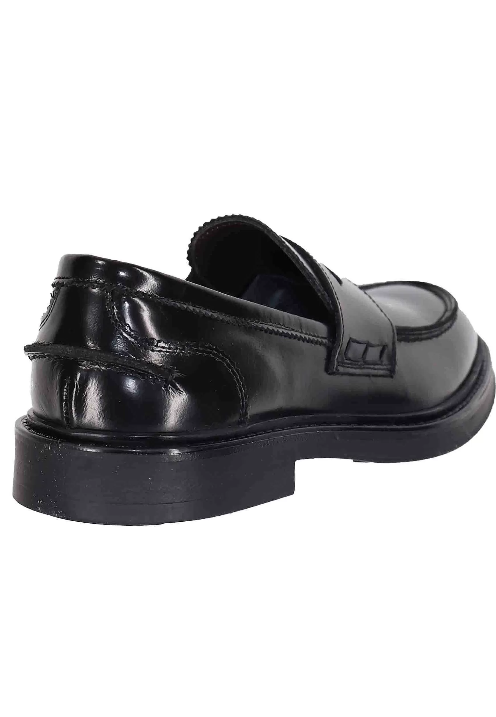 Mocassini Uomo In Pelle Nera Lucida Con Suola In Gomma** Clearance