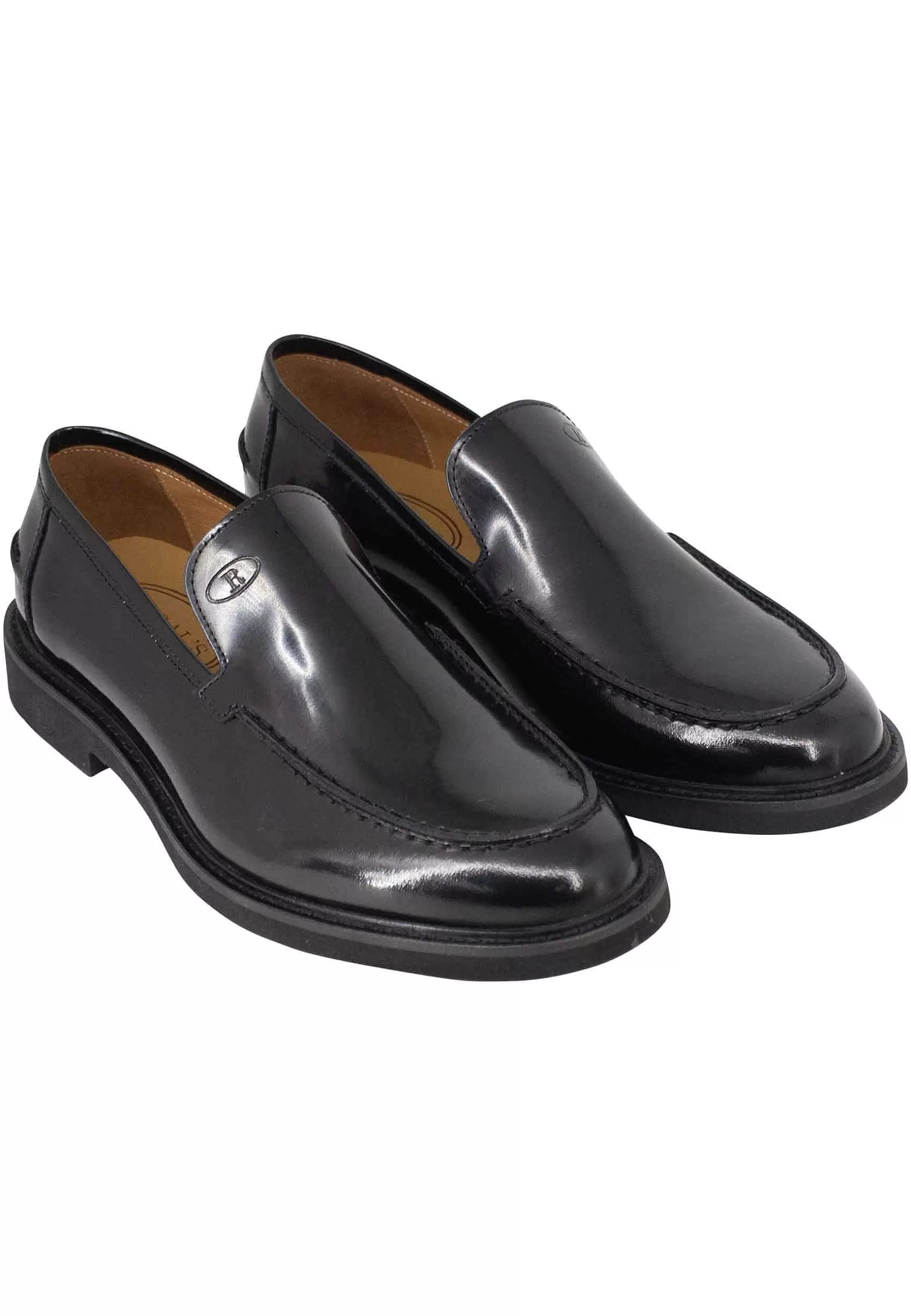 Mocassini Uomo In Pelle Nera Lucida Con Suola In Gomma Ultra Light*Rogal Flash Sale