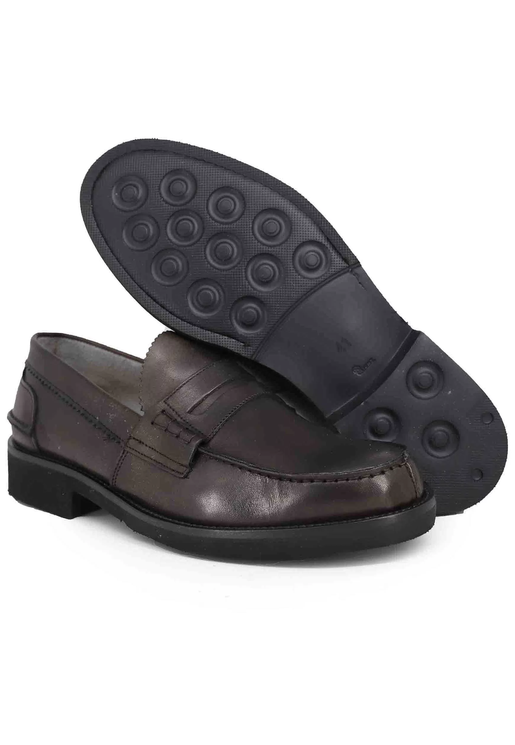 Mocassini Uomo In Pelle Testa Di Moro Con Suola In Gomma Extra Light** Flash Sale