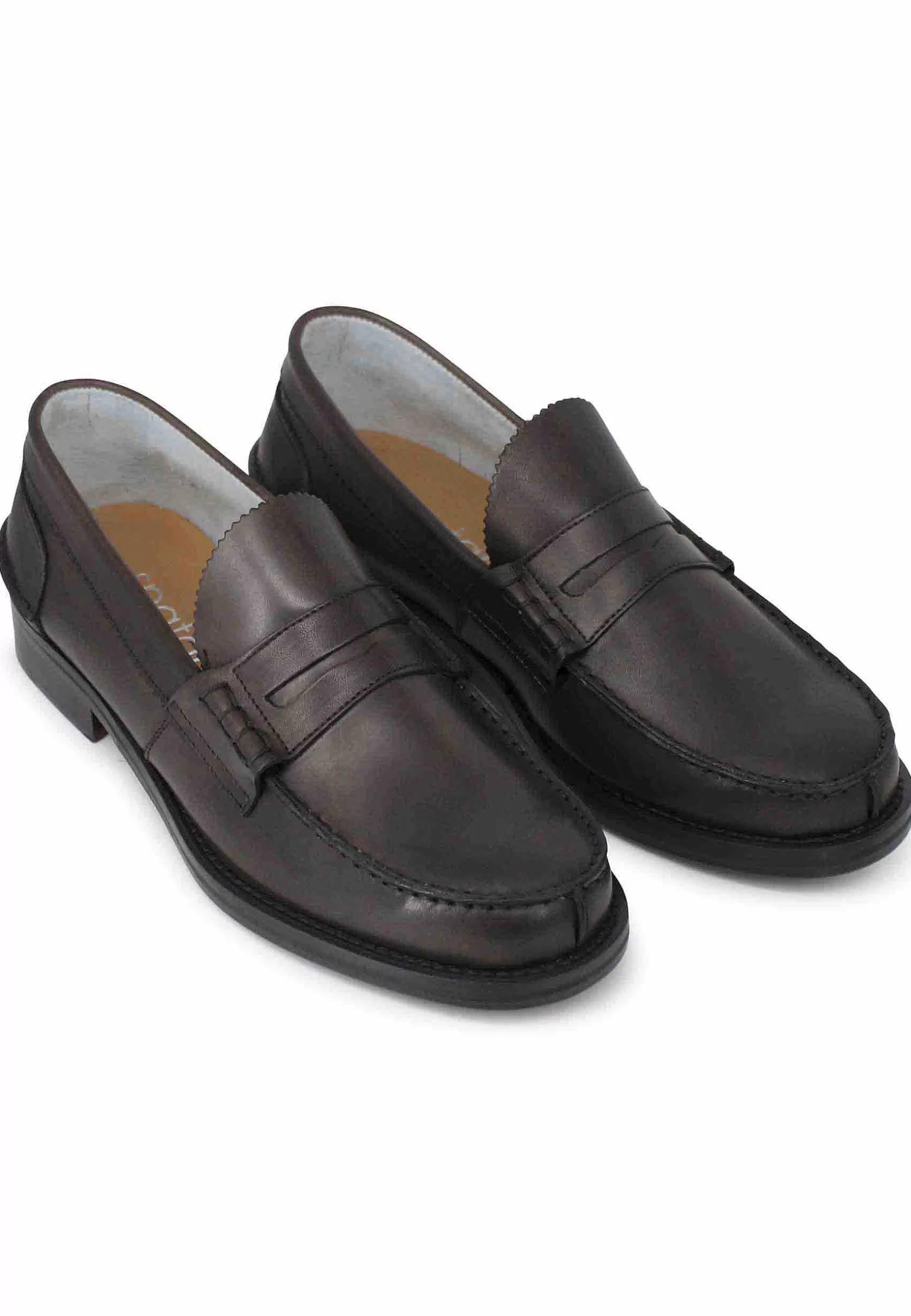 Mocassini Uomo In Pelle Testa Di Moro E Fondo In Cuoio** Flash Sale