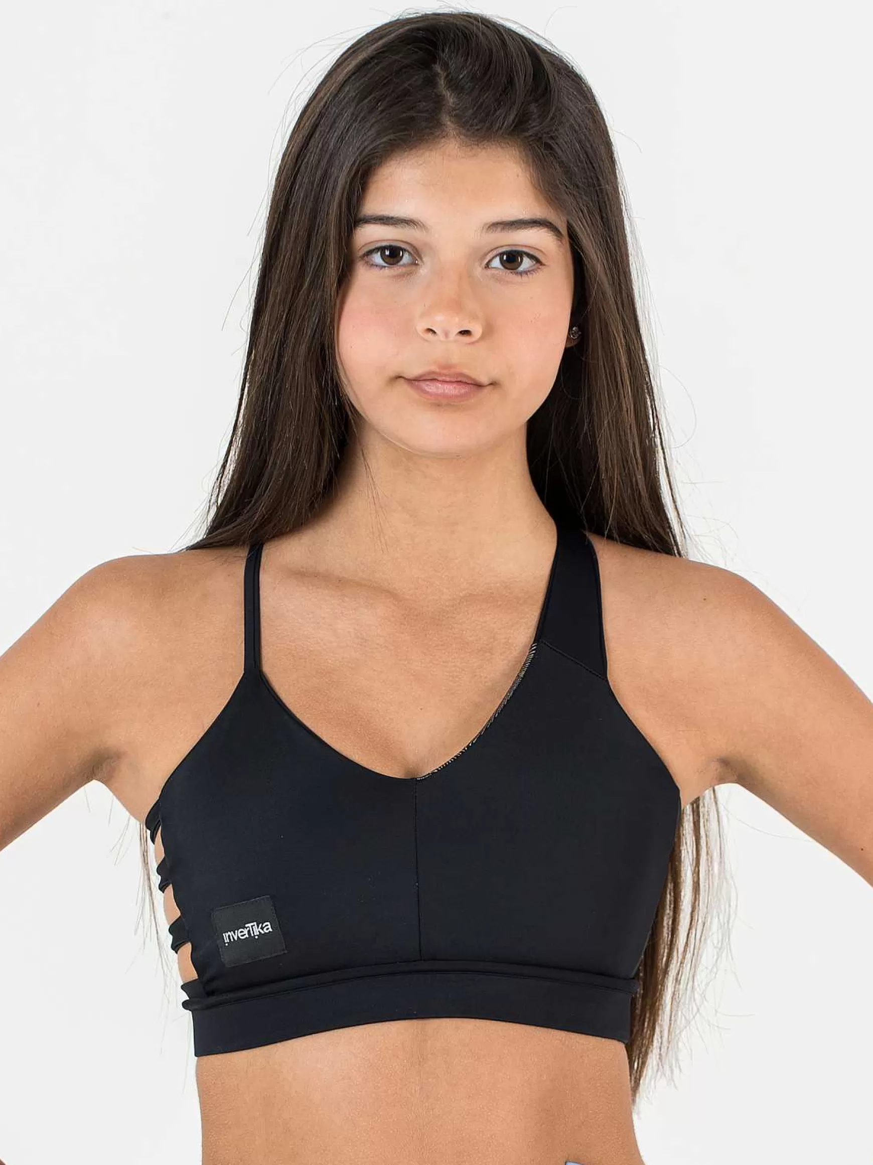 Nika Top Bambina Nika Metallika Pole Dance In Lycra Nero E Argento*Invertika Online