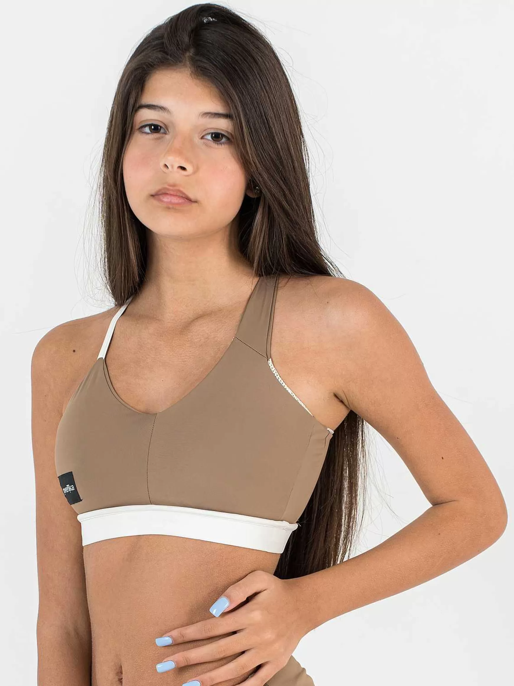 Nika Top Bambina Nika Vulcanika Pole Dance In Lycra Beige E Laminato Oro*Invertika Discount