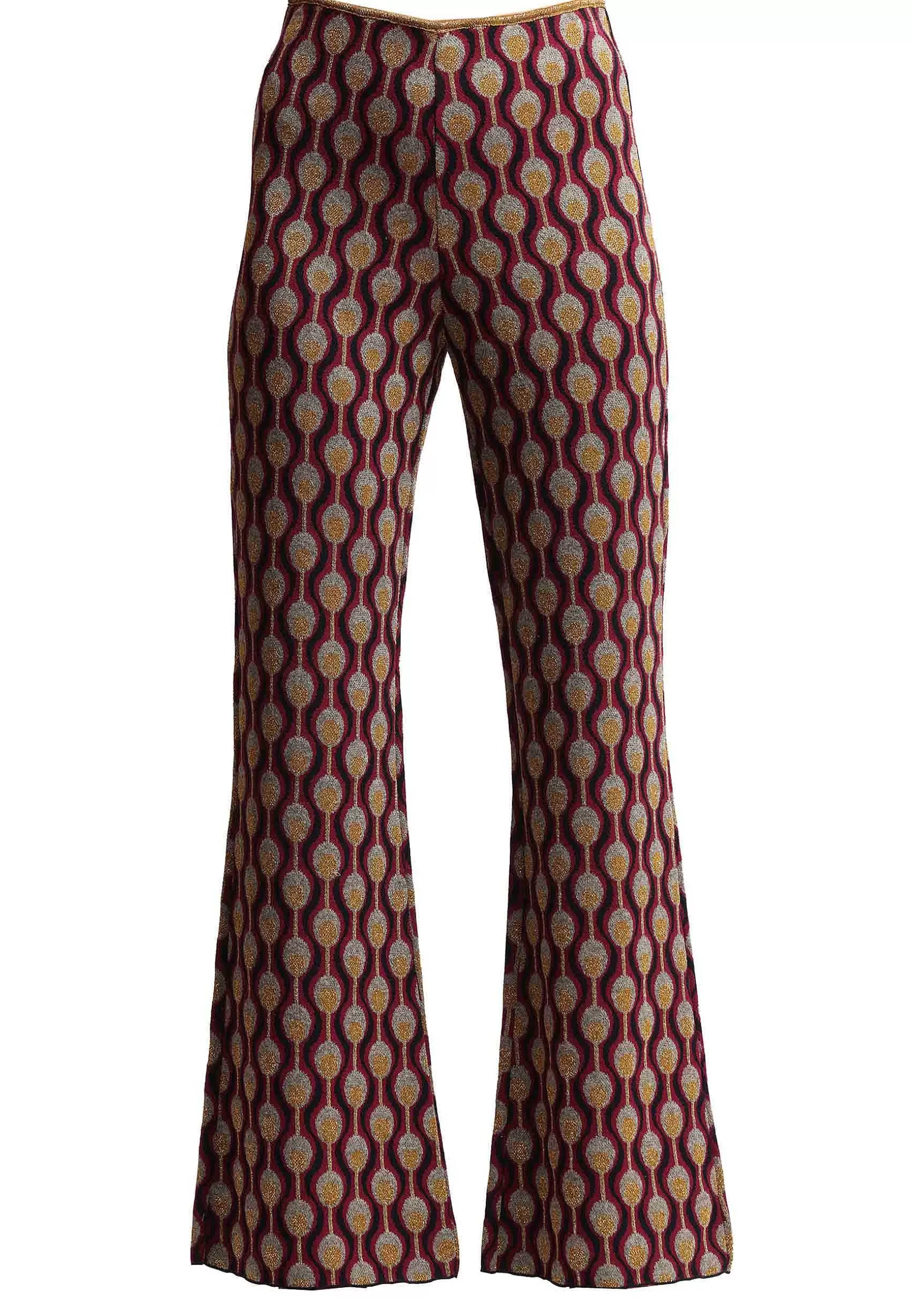Pantaloni Donna Comfort In Tessuto Jacquard Elasticizzato Bordeaux*Maliparmi Cheap