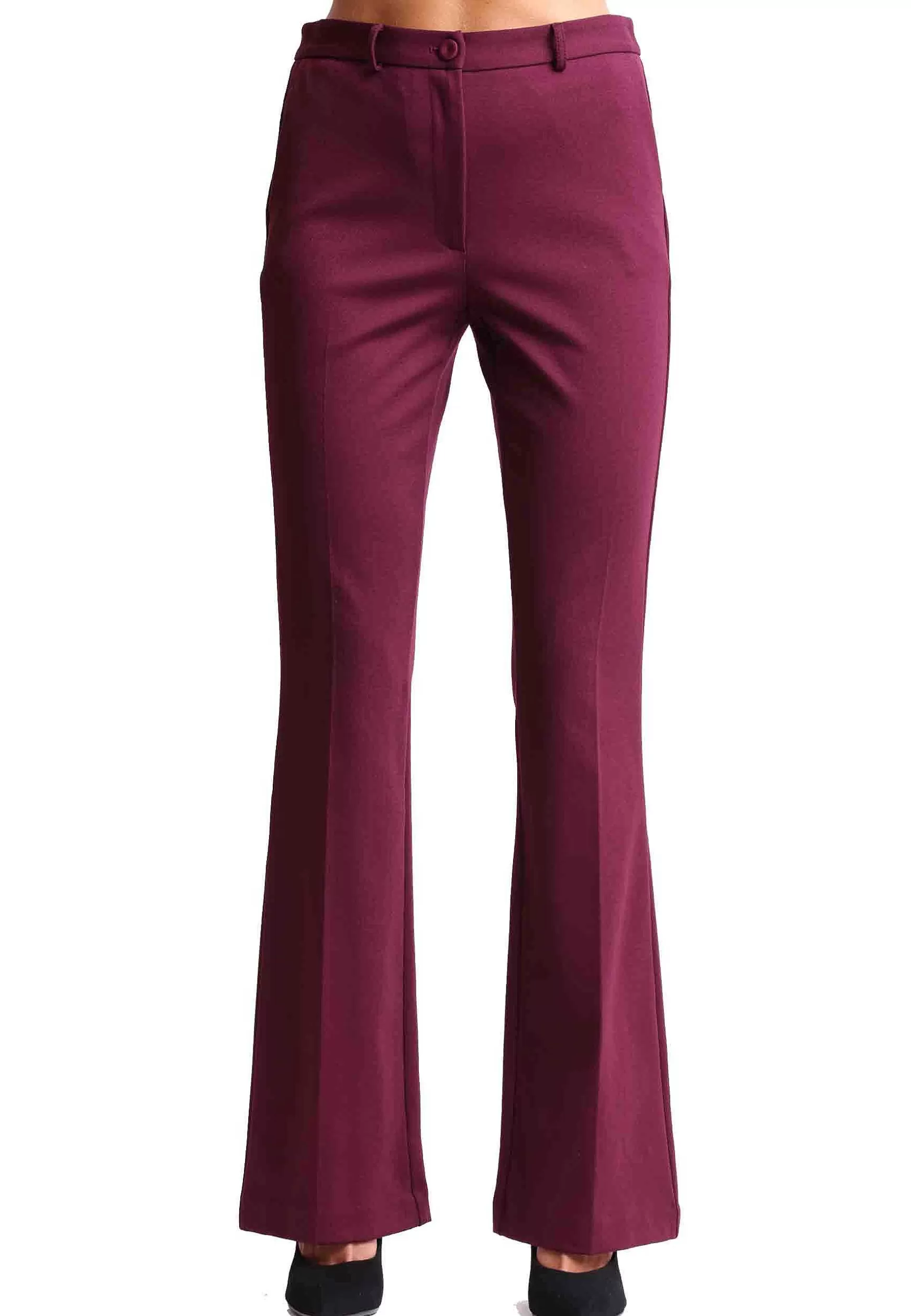 Pantaloni Donna Comfy Jersey In Jersey Bordeaux Con Tasche All'Inglese*Maliparmi Shop