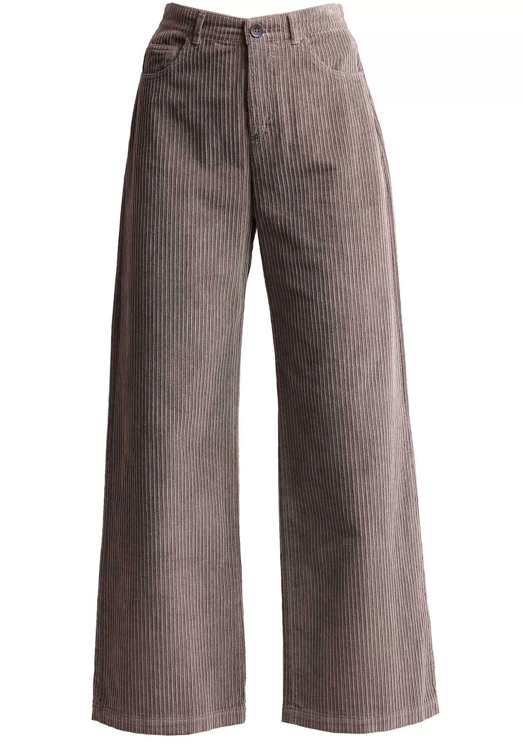 Pantaloni Donna Corduroy In Velluto Grigio Con Gamba Ampia*Maliparmi Store