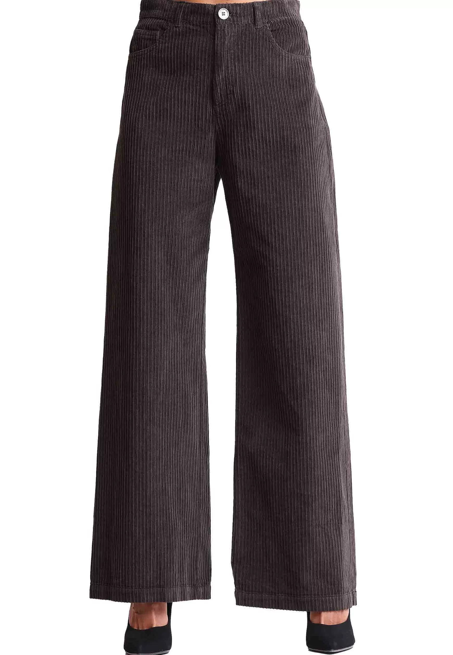 Pantaloni Donna Corduroy In Velluto Marrone Con Gamba Ampia*Maliparmi Discount
