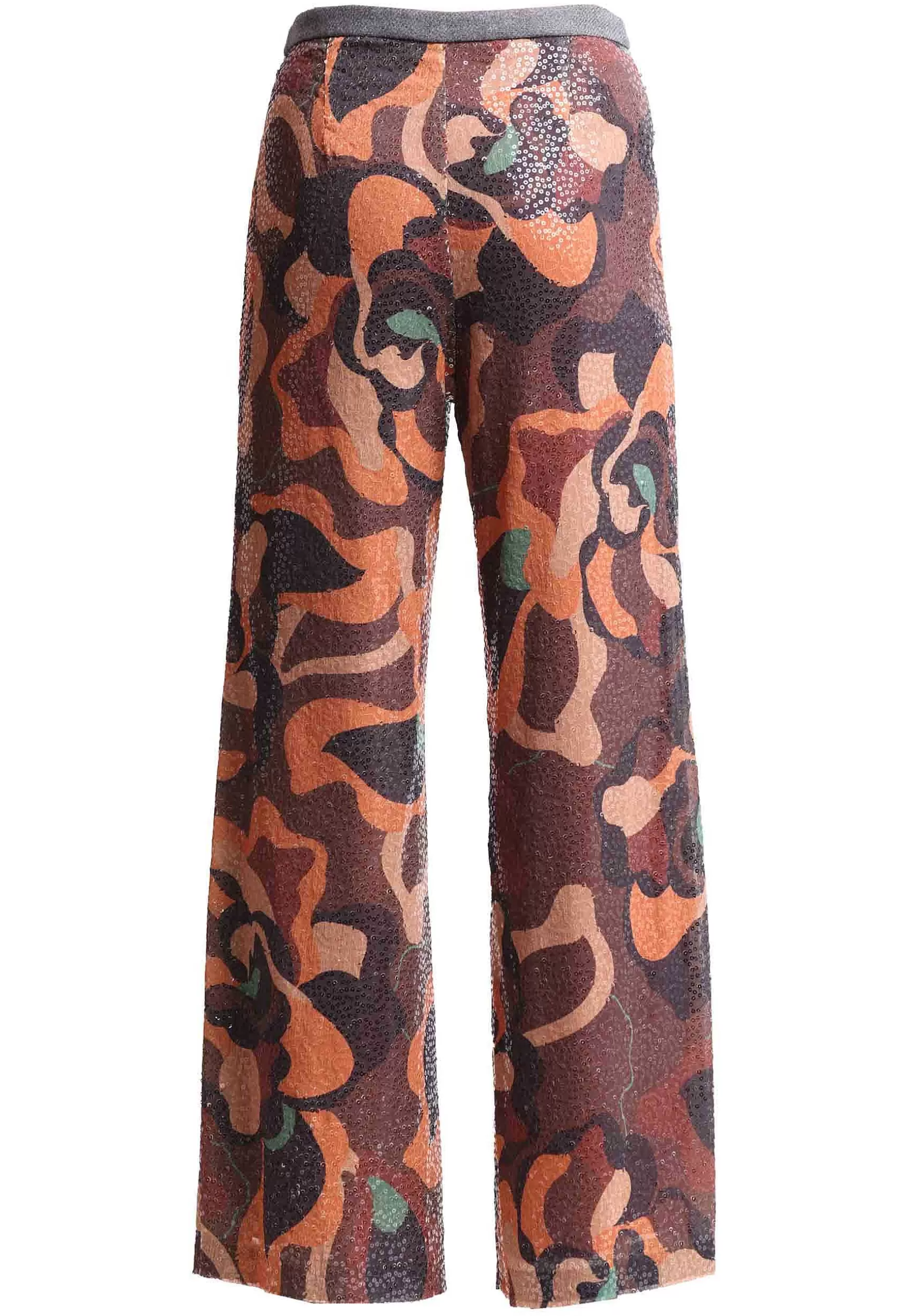 Pantaloni Donna Craved In Tessuto Con Paillettes Arancio Multicolor*Maliparmi New