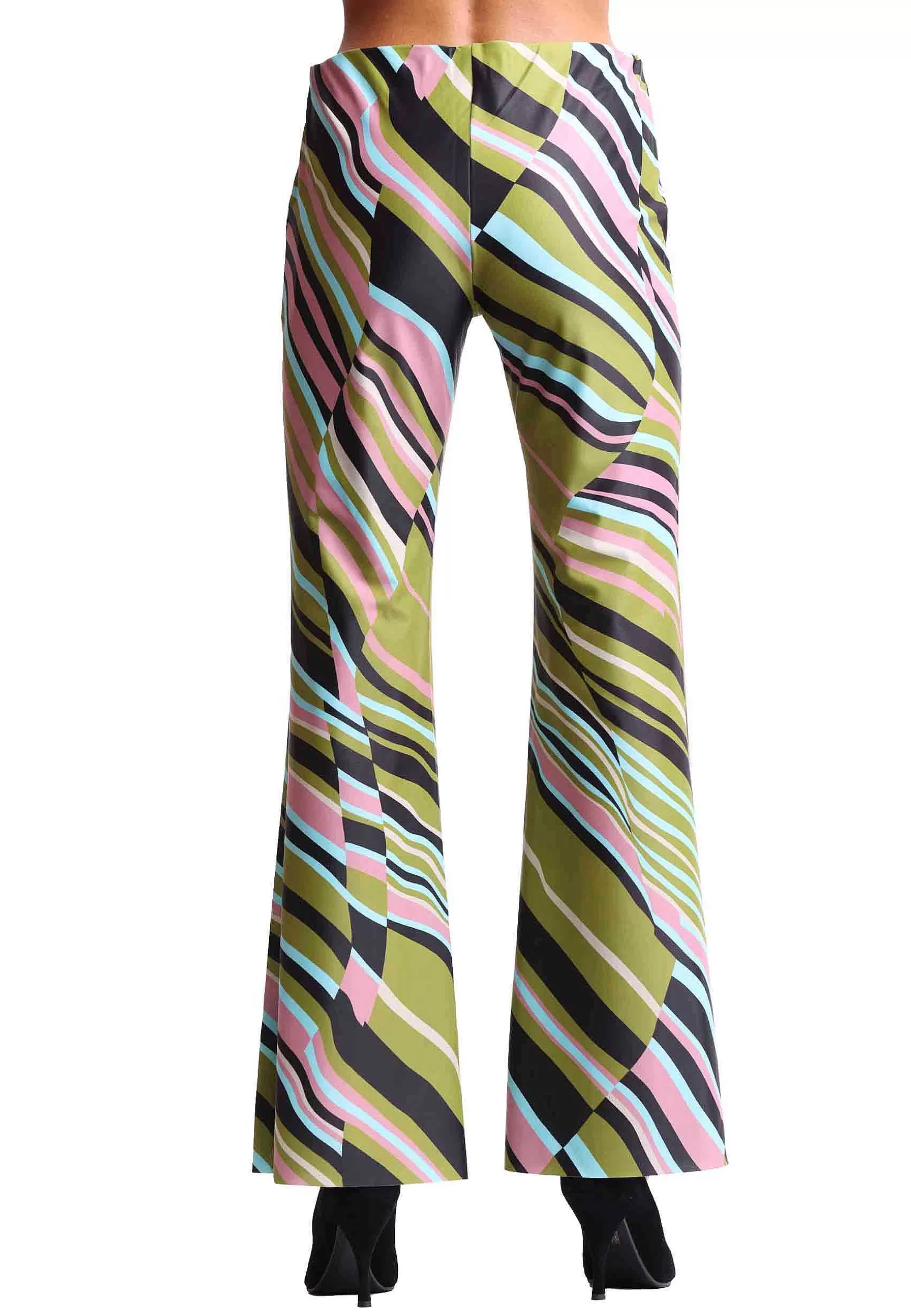 Pantaloni Donna Lyrical Stripes In Tessuto Verde E Rosa A Righe*Maliparmi Cheap