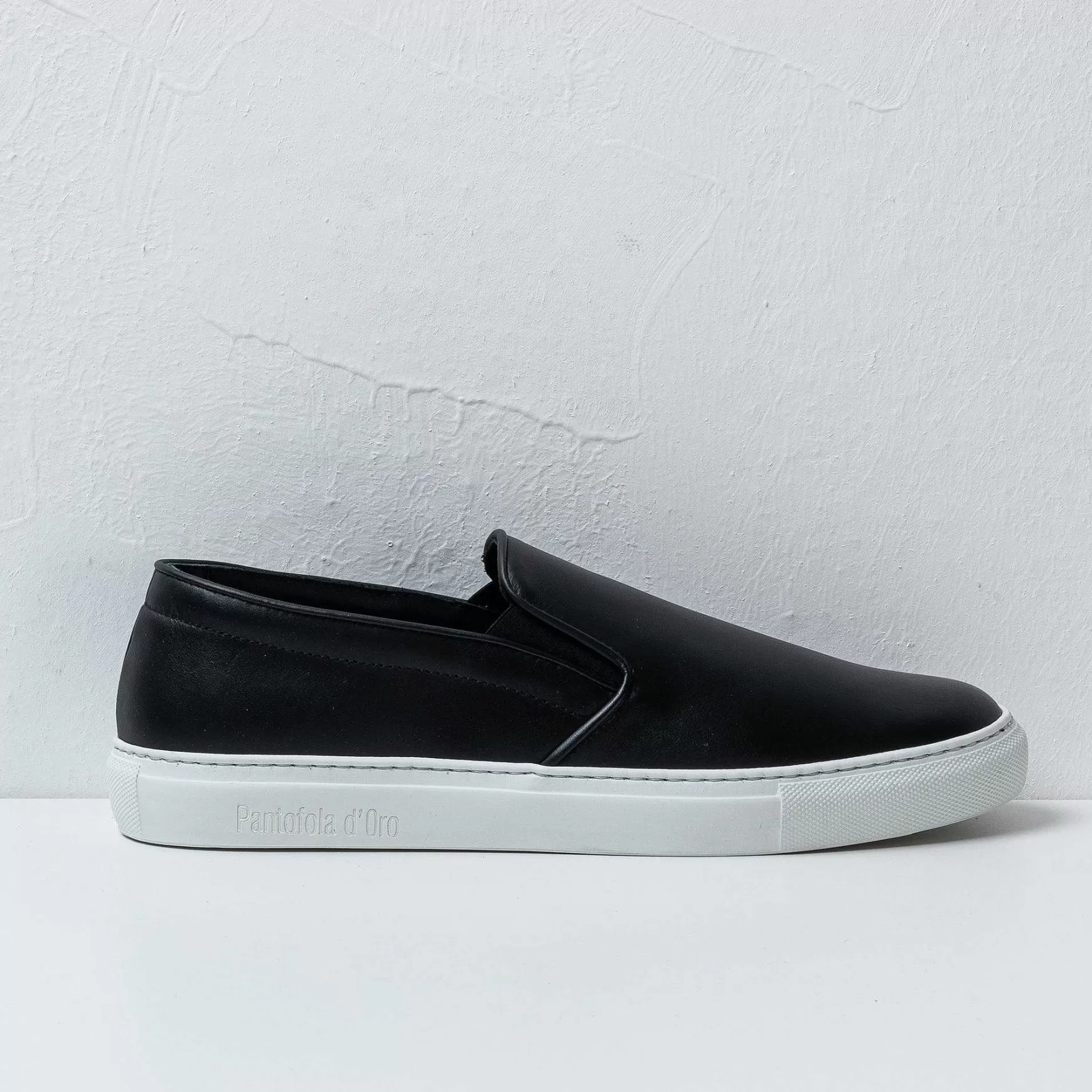 'Oro Sneakers Foro Italico Slip On In Pelle Black Men's Promo*Pantofola d Outlet