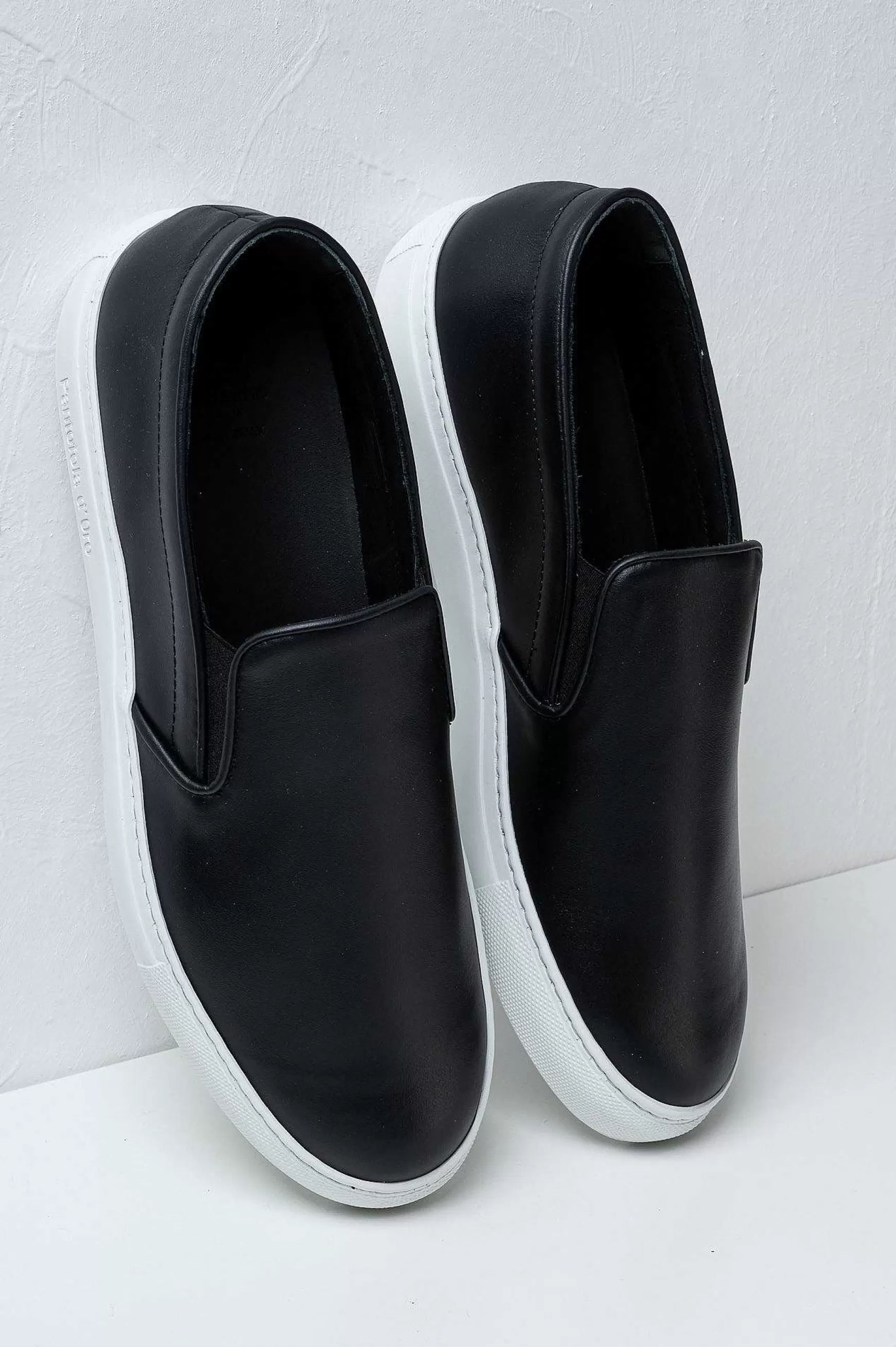 'Oro Sneakers Foro Italico Slip On In Pelle Black Men's Promo*Pantofola d Outlet