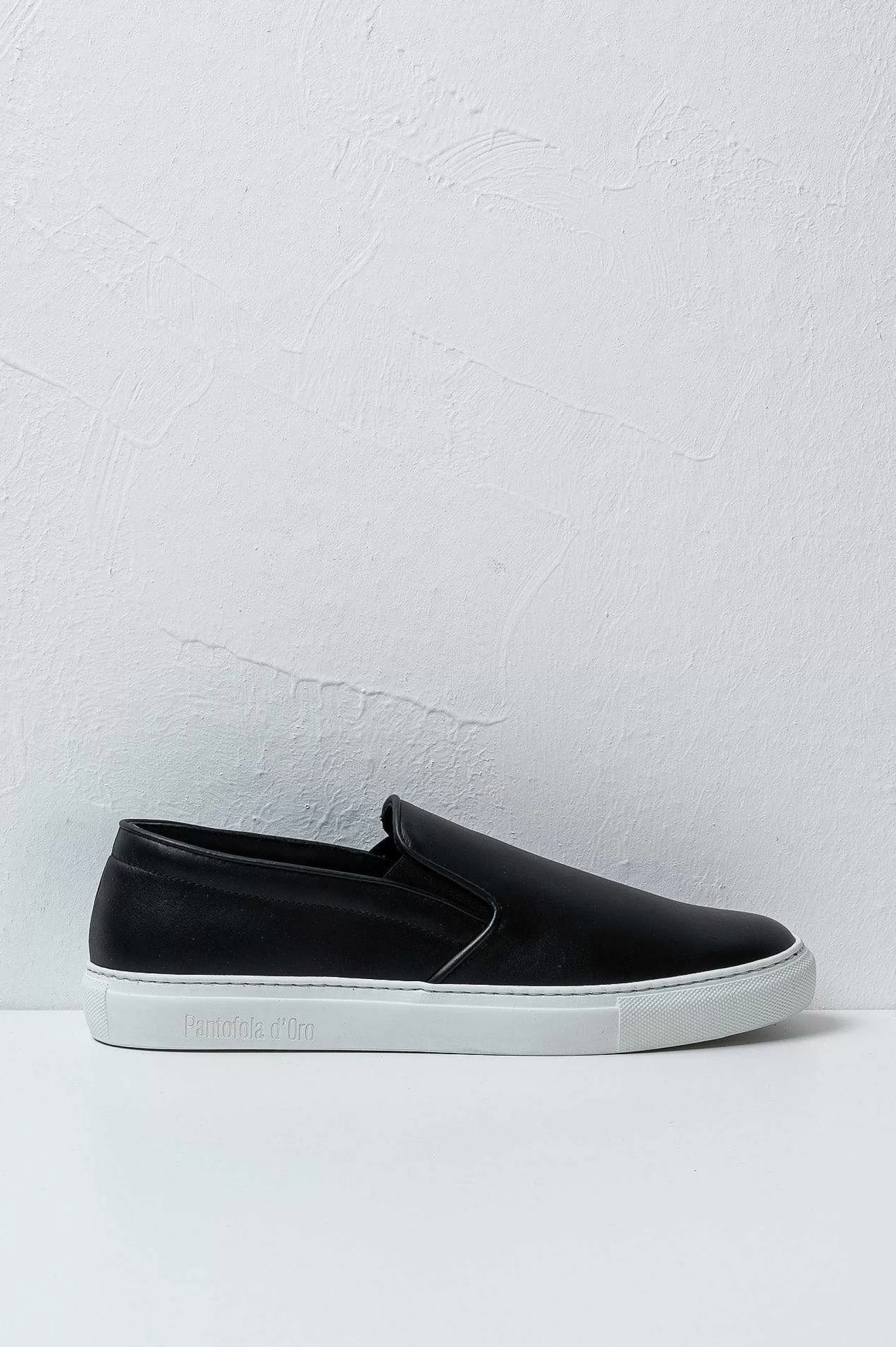'Oro Sneakers Foro Italico Slip On In Pelle Black Men's Promo*Pantofola d Outlet
