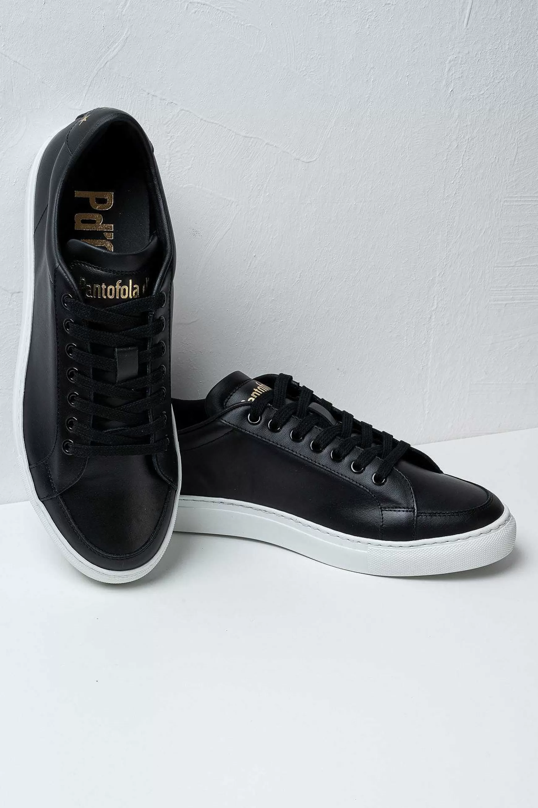 'Oro Sneakers In Pelle Top Spin Black Men's Promo*Pantofola d Best