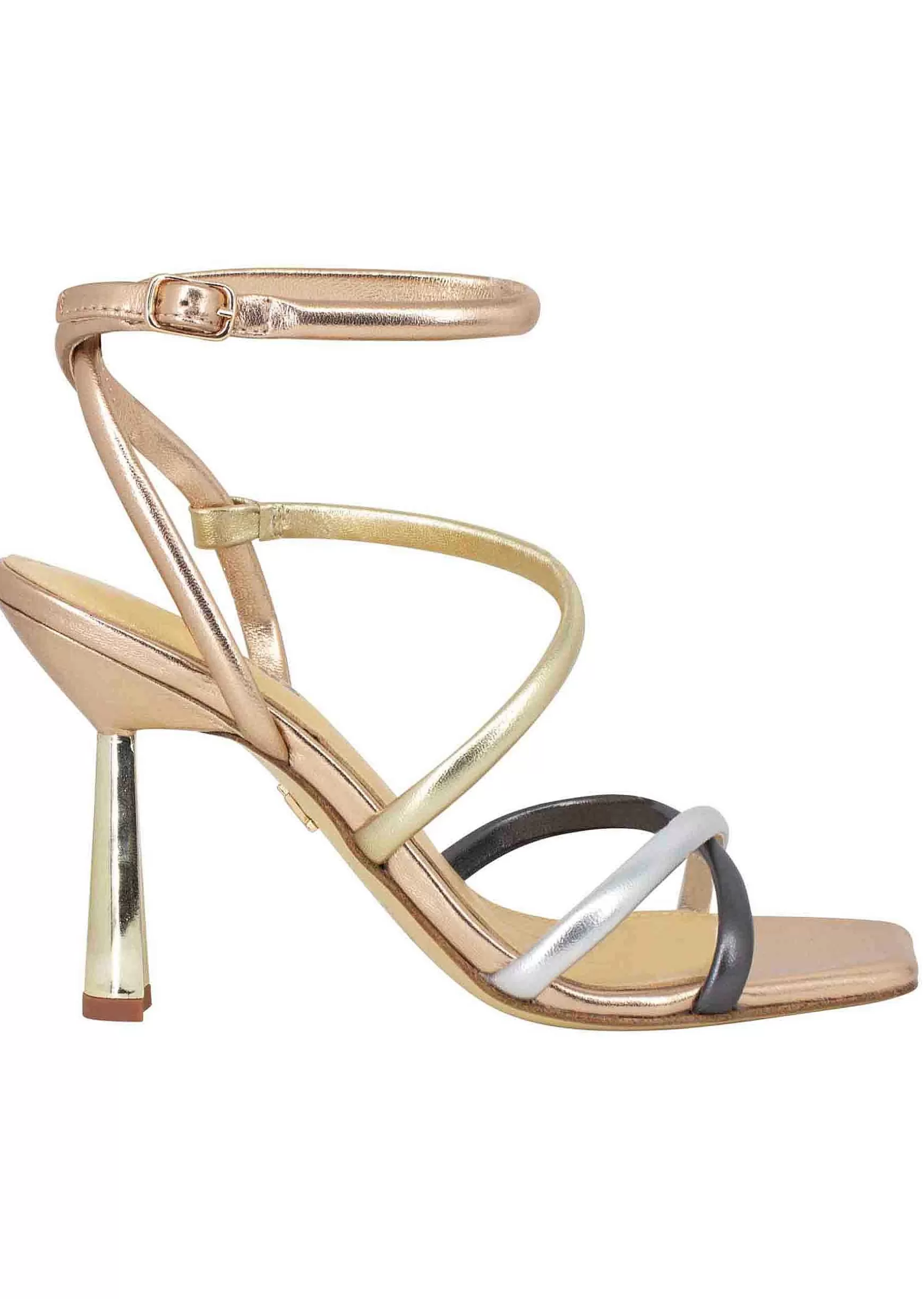 Piemonte Sandali Donna In Pelle Laminata Rame Con Tacco Alto E Punta Quadra*Lola Cruz Discount
