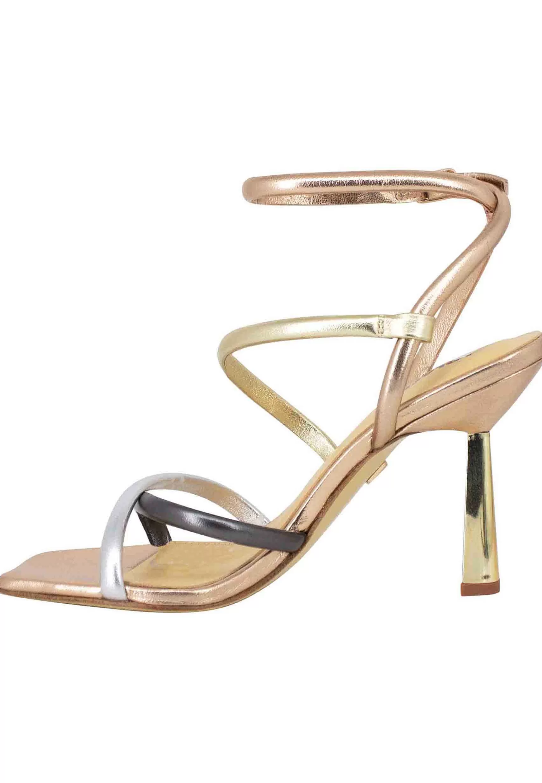 Piemonte Sandali Donna In Pelle Laminata Rame Con Tacco Alto E Punta Quadra*Lola Cruz Discount