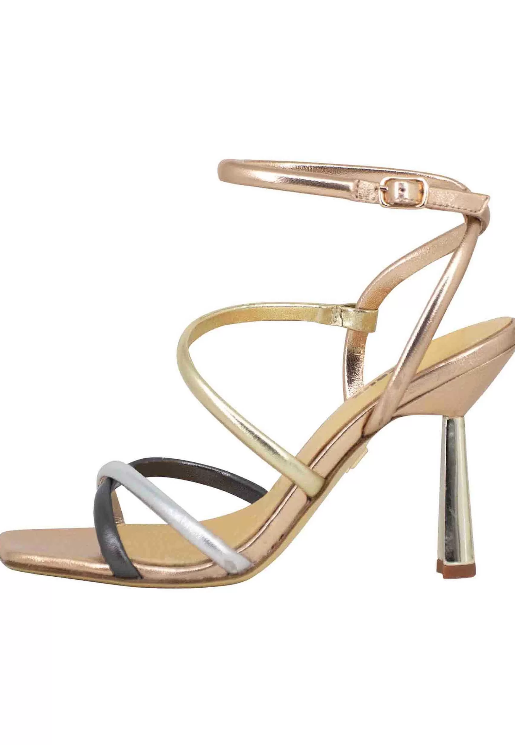 Piemonte Sandali Donna In Pelle Laminata Rame Con Tacco Alto E Punta Quadra*Lola Cruz Discount