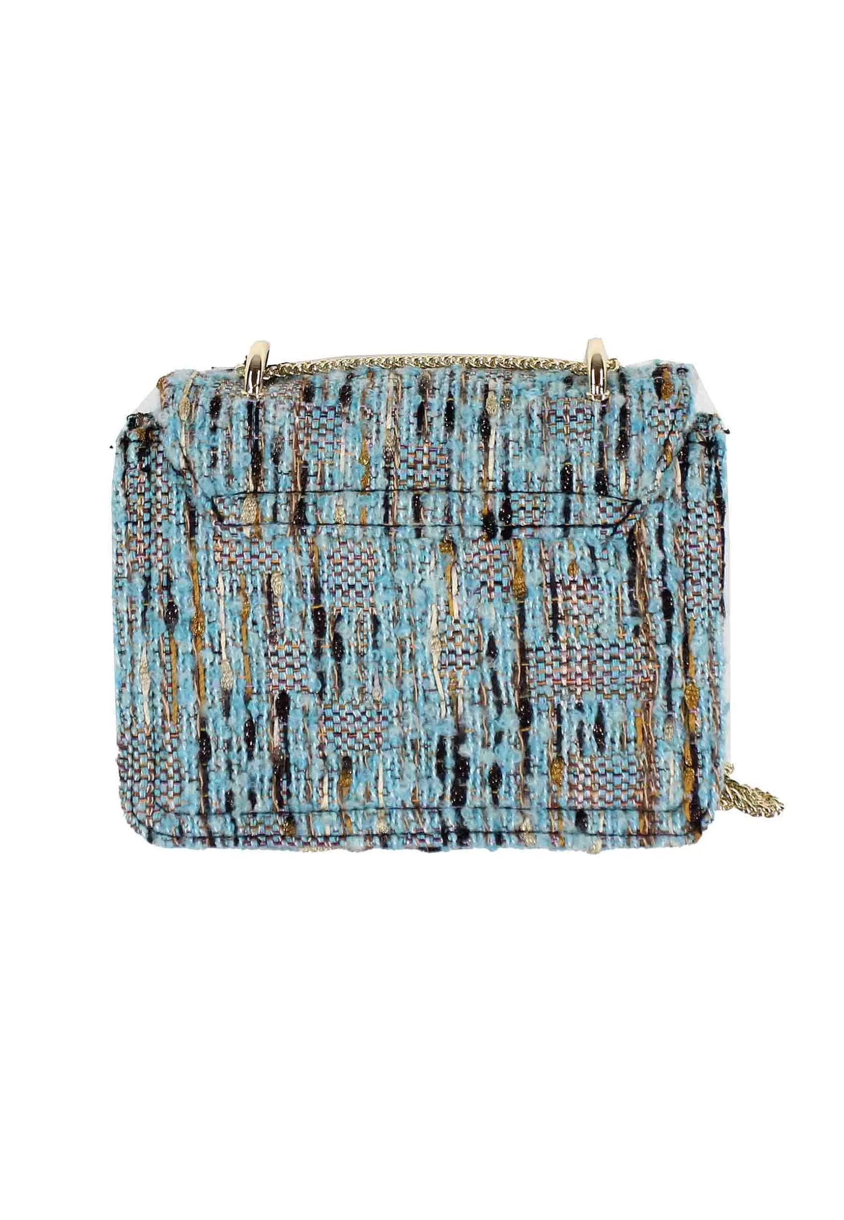 Pochette Donna In Lana Azzurra A Fantasia Con Tracolla In Catena*Kassiopea Online
