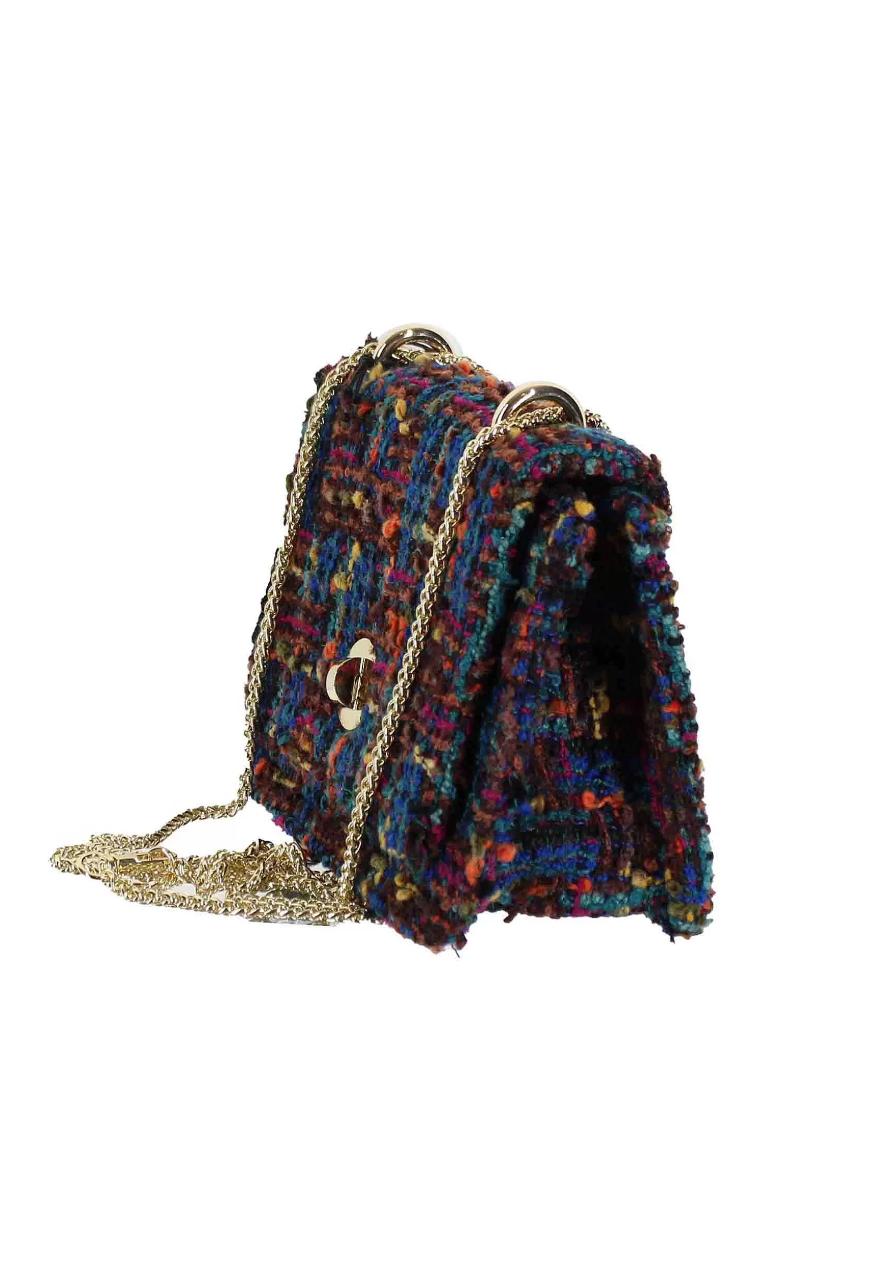 Pochette Donna In Lana Blu A Fantasia Con Tracolla In Catena*Kassiopea Sale
