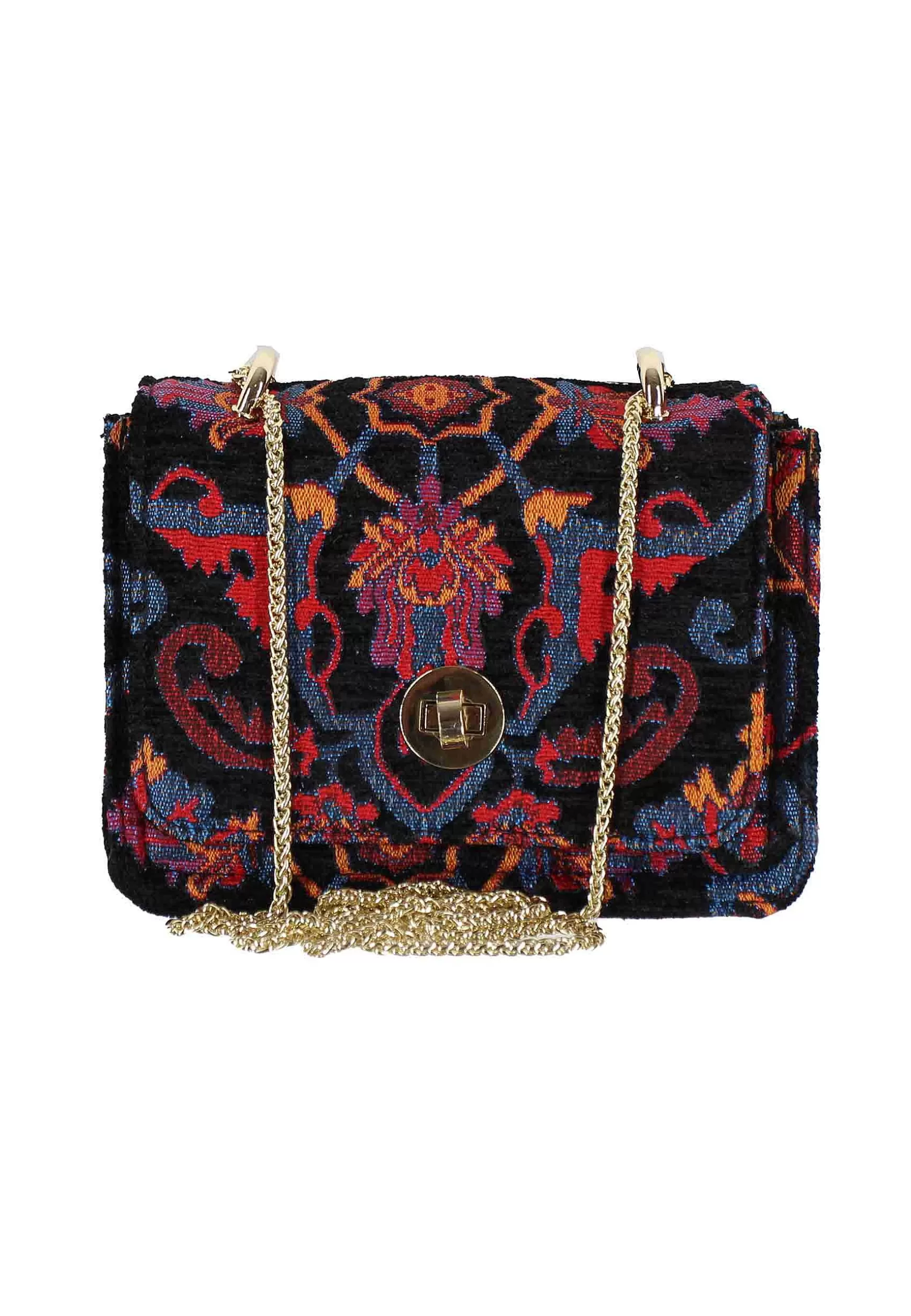 Pochette Donna In Lana Nera A Fantasia Con Tracolla In Catena*Kassiopea Cheap