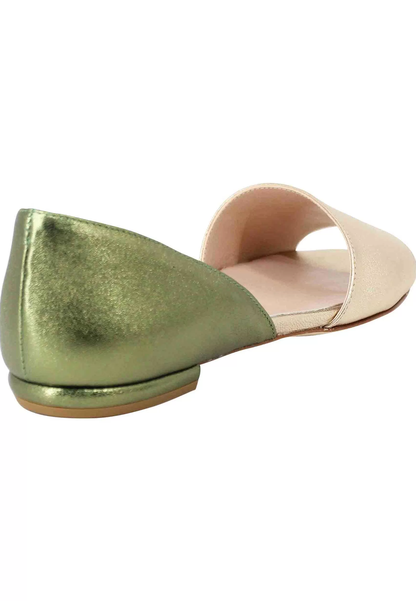 Sandali Bassi Donna Bicolore In Pelle Oro E Verde** Store