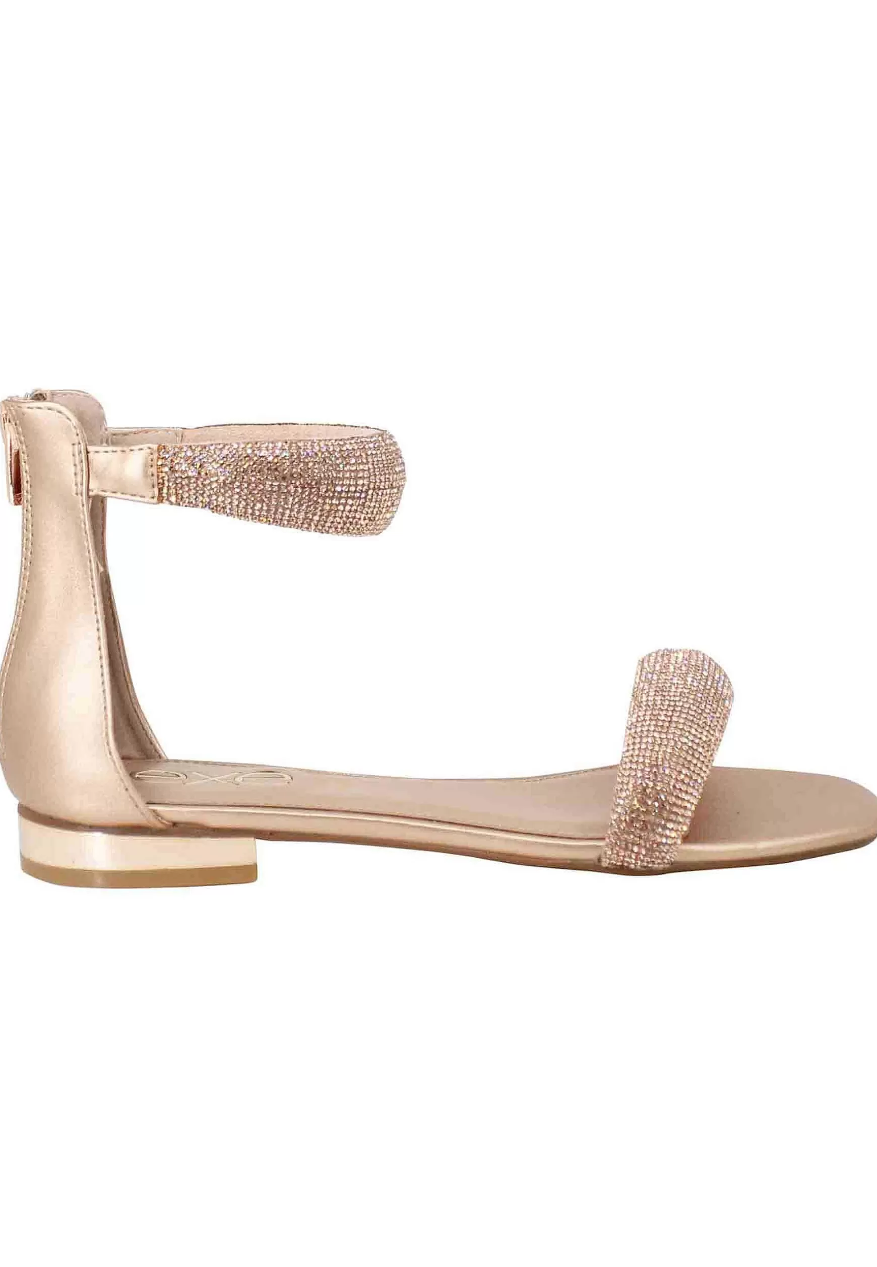 Sandali Bassi Donna In Strass Rosa Con Tacco Basso E Cinturino Alla Caviglia*Exe Shop