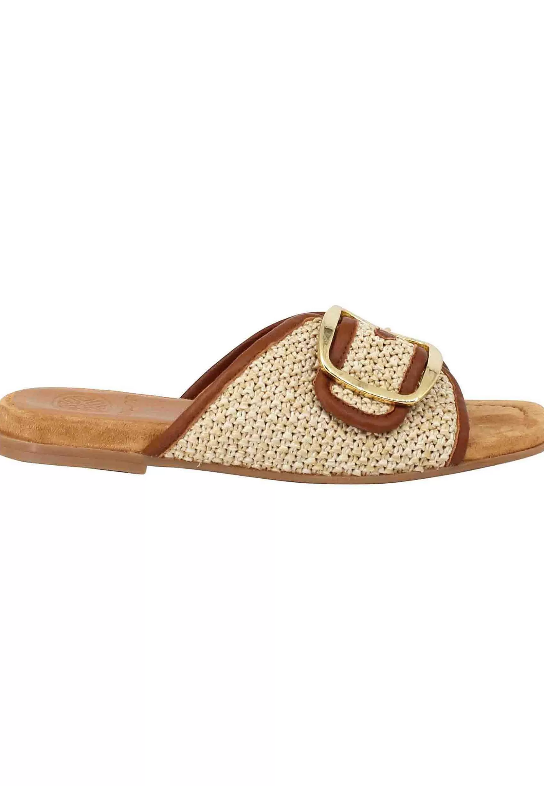 Sandali Bassi Donna In Tessuto Naturale Con Fibbia Oro*Unisa Sale
