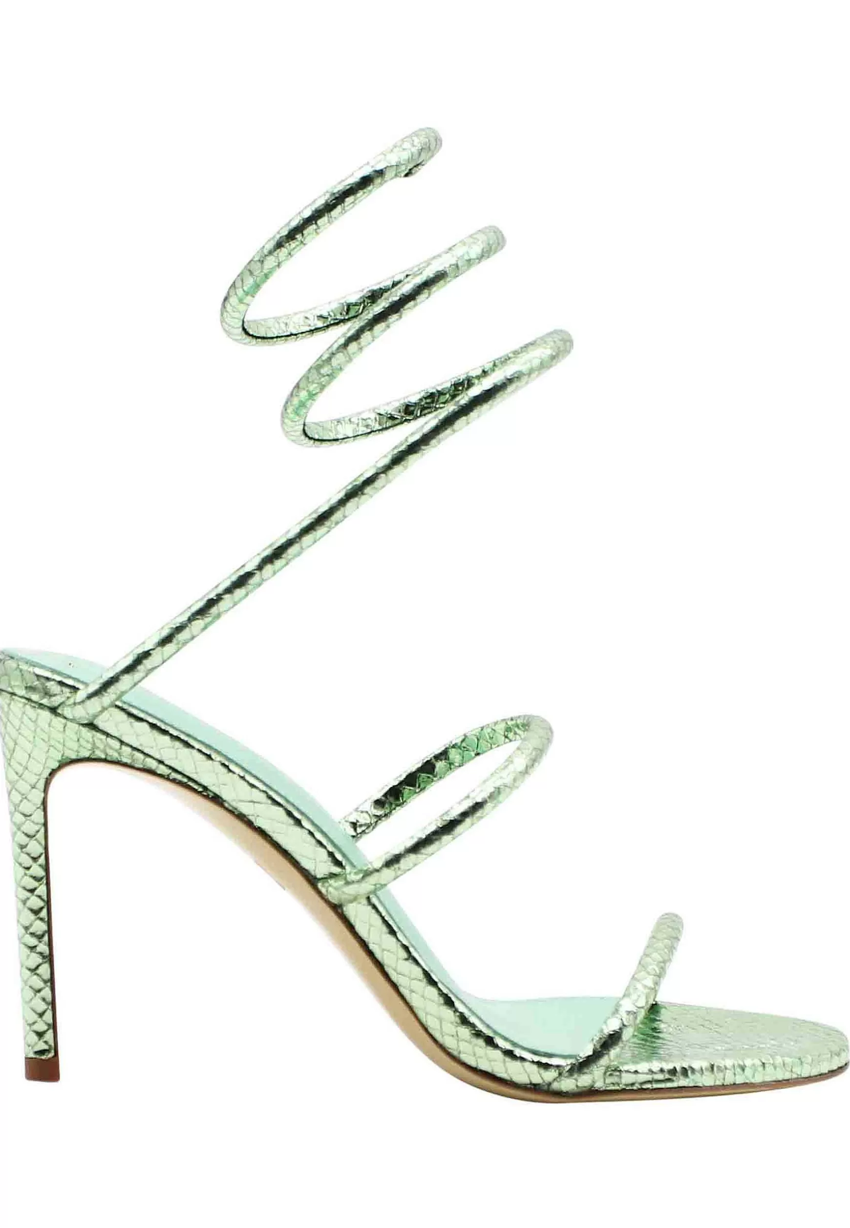 Sandali Donna Bardolino In Pelle Laminata Verde Con Strass E Cavigliera A Serpente Con Tacco Alto*Lola Cruz Online