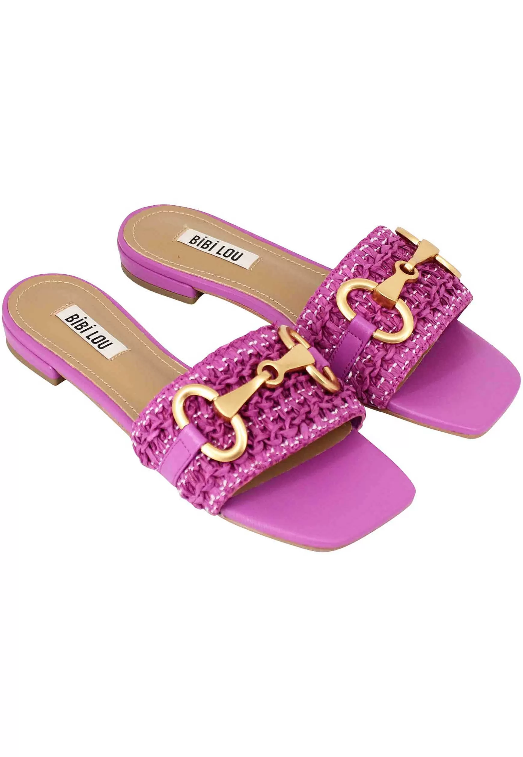Sandali Donna Edna In Pelle Viola Con Morsetto E Tacco Basso*Bibi Lou Shop