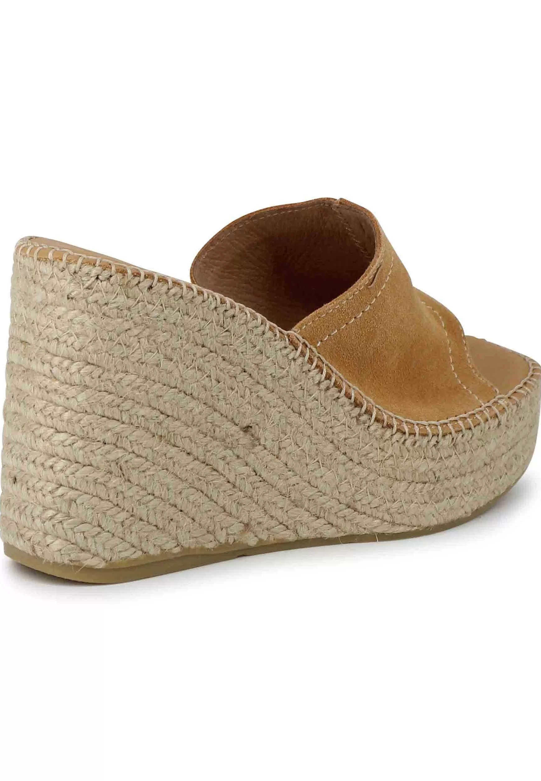 Sandali Donna Espadrillas In Camoscio Cuoio Con Zeppa Alta In Corda*Suyute Outlet