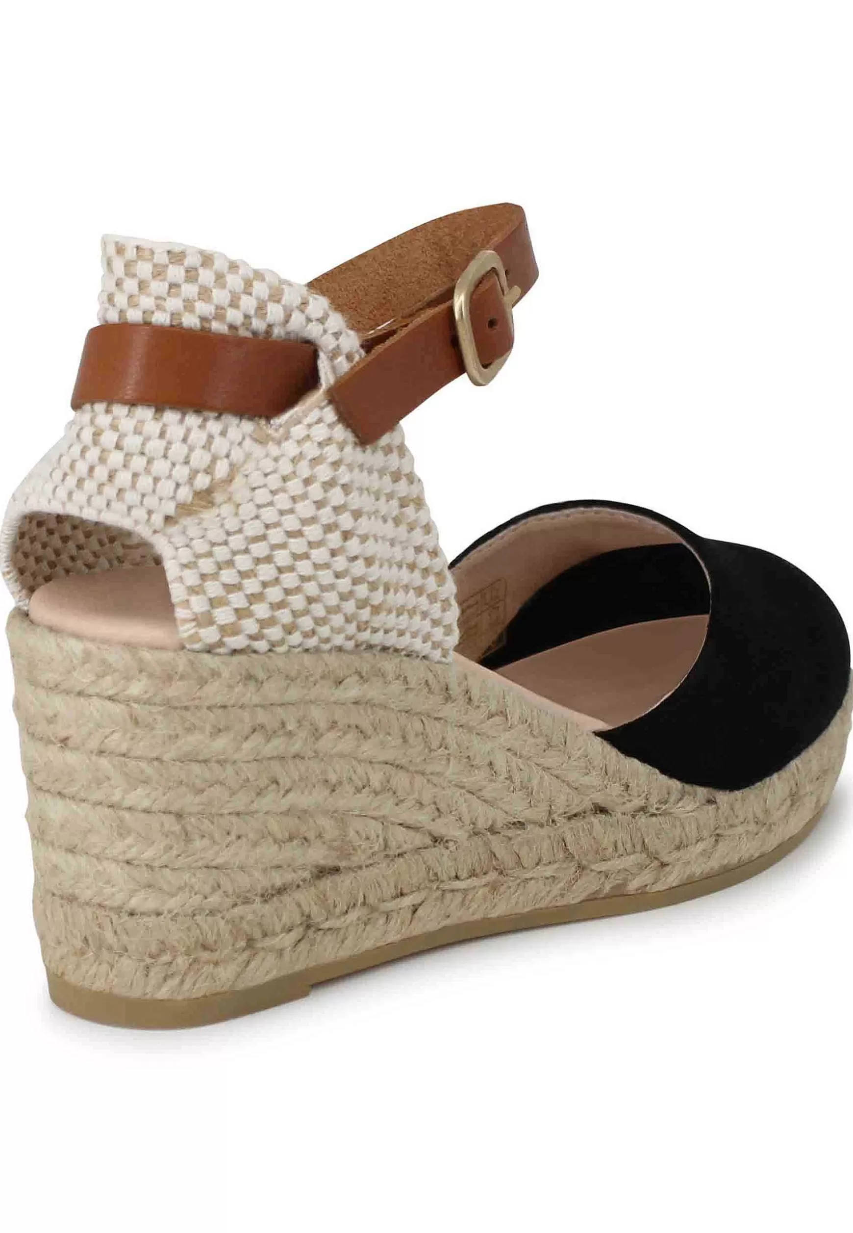 Sandali Donna Espadrillas In Camoscio Nero Con Cinturino Alla Caviglia*Suyute Store